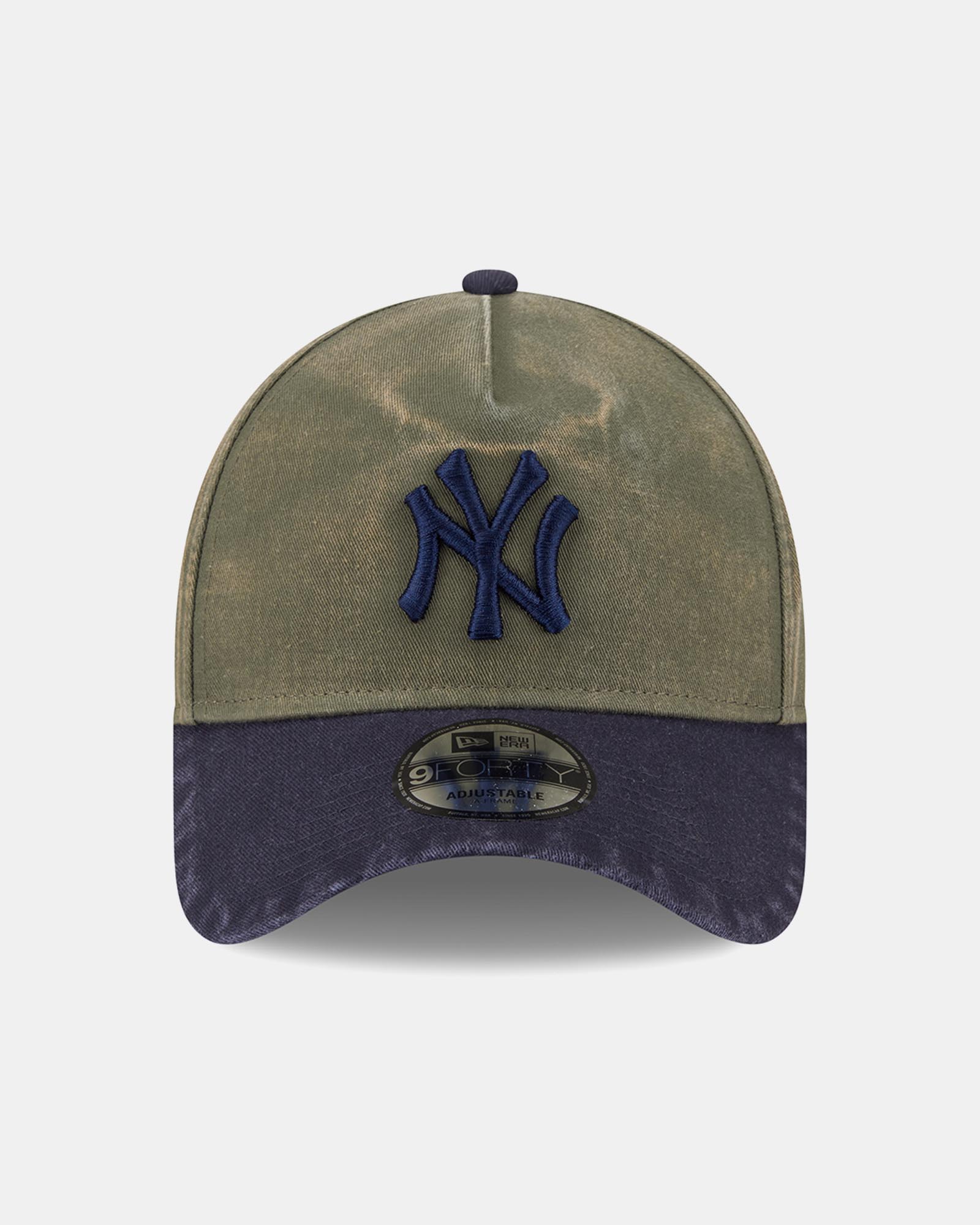 New Olive Navy Wash 9FORTY A-Frame New York Yankees Cap