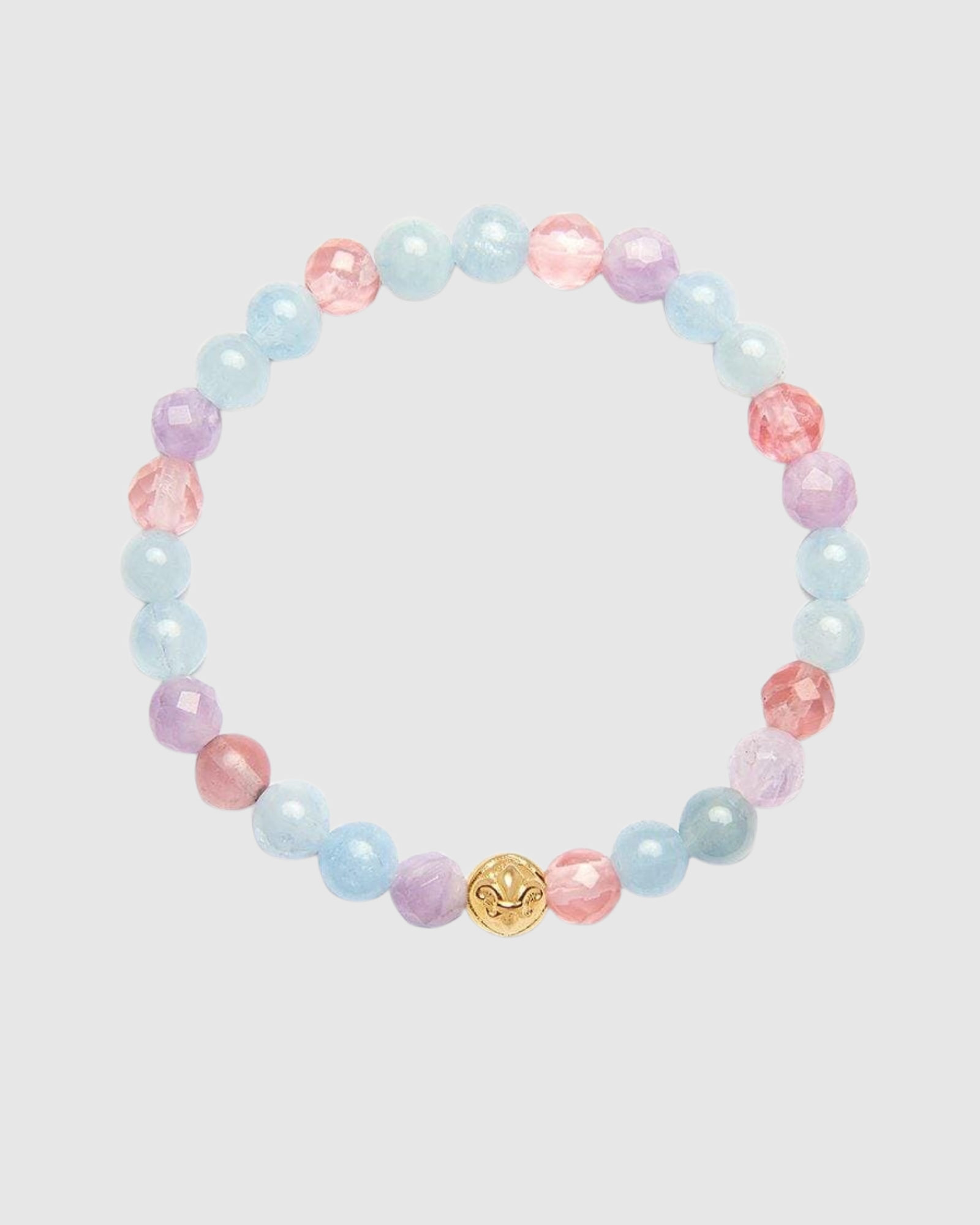Women's Wristband with Cherry Quartz, Amethyst Lavender and Aquamarine