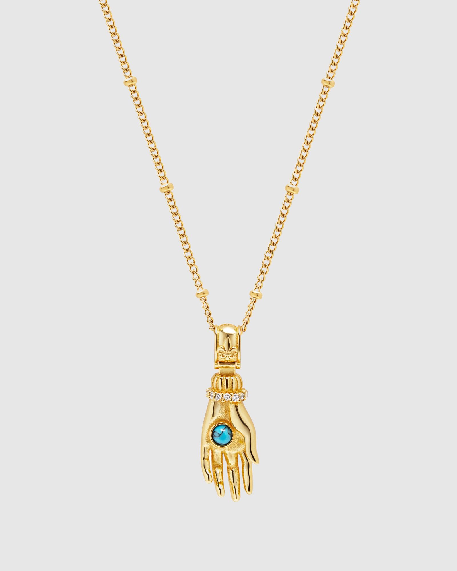 Women’s Hand Pendant with a Small Turquoise Gemstone
