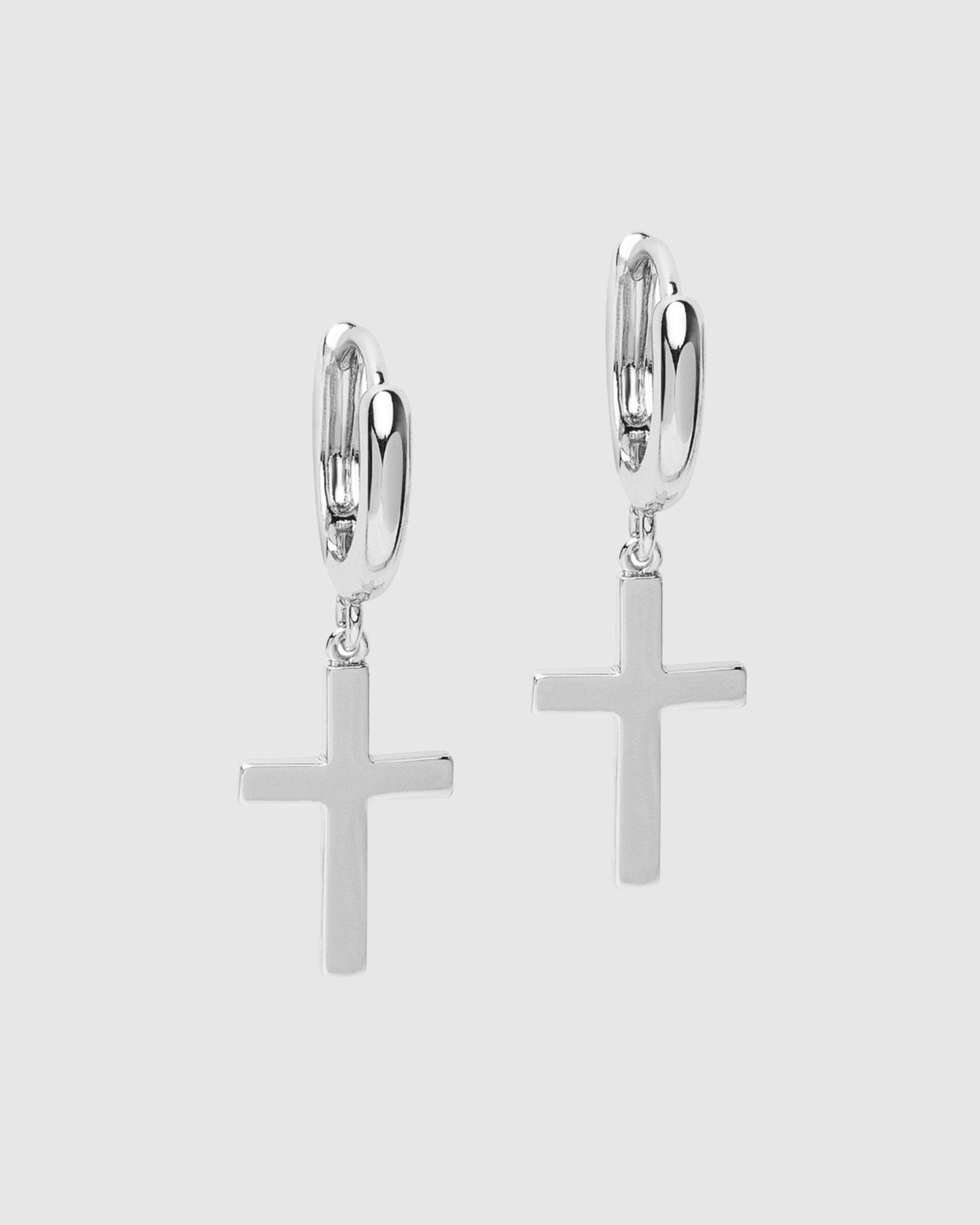 Small Cross Earrings in Silver