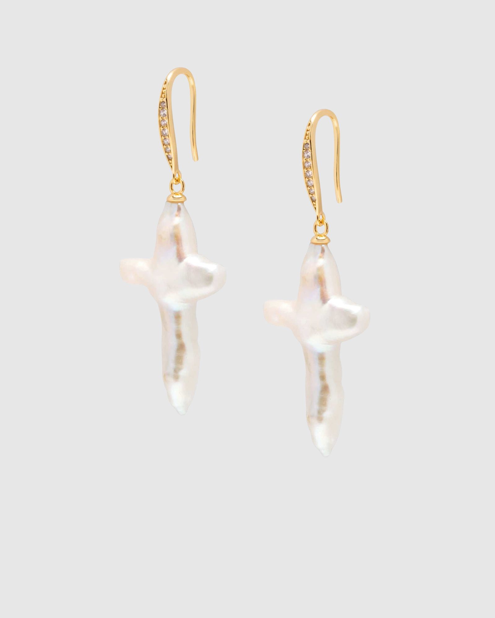 Pearl Cross Earrings