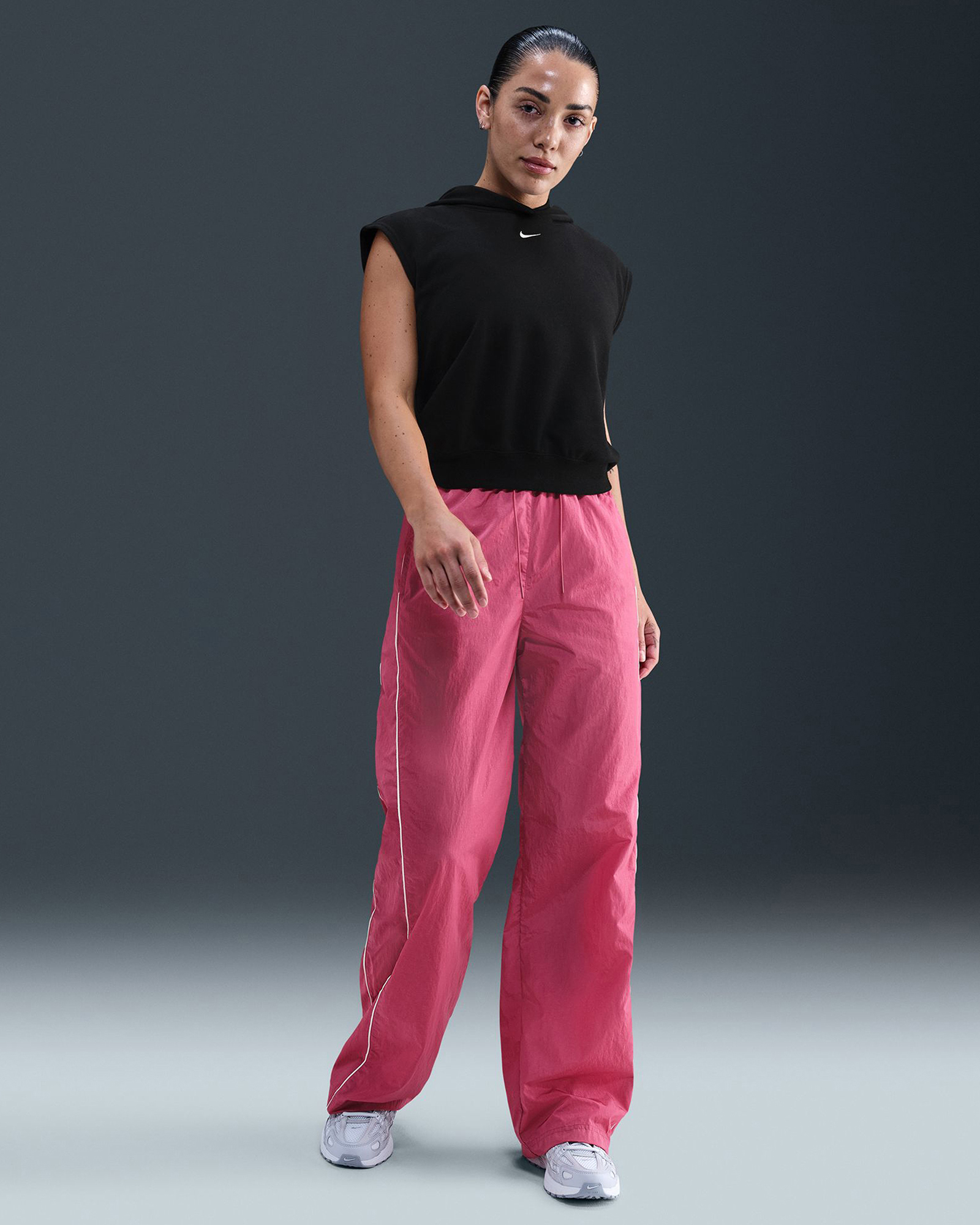 Windrunner High-Waisted Woven Open-Hem Pants