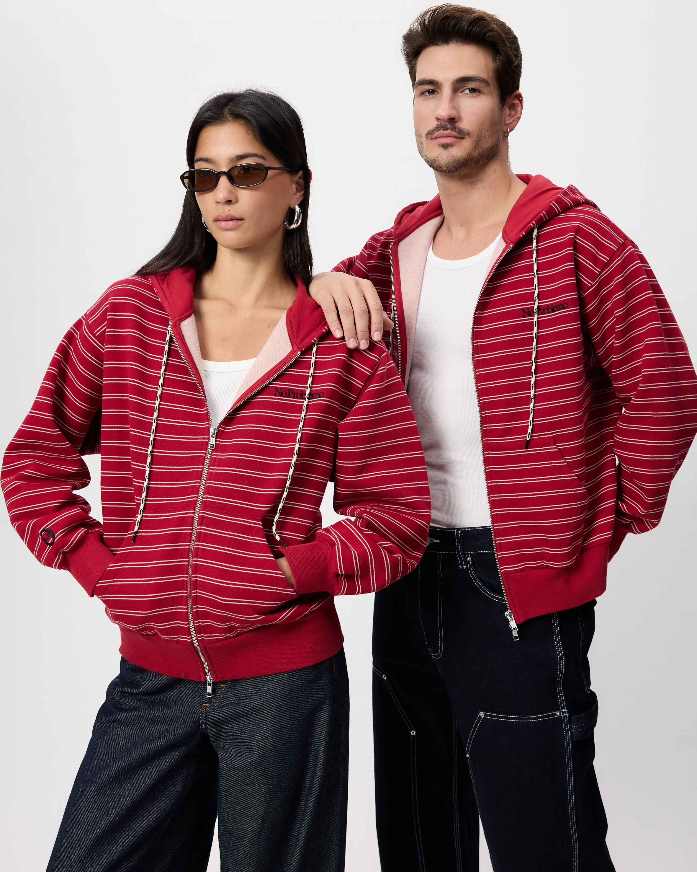 Mini Problemo Stripe Zip Hoodie