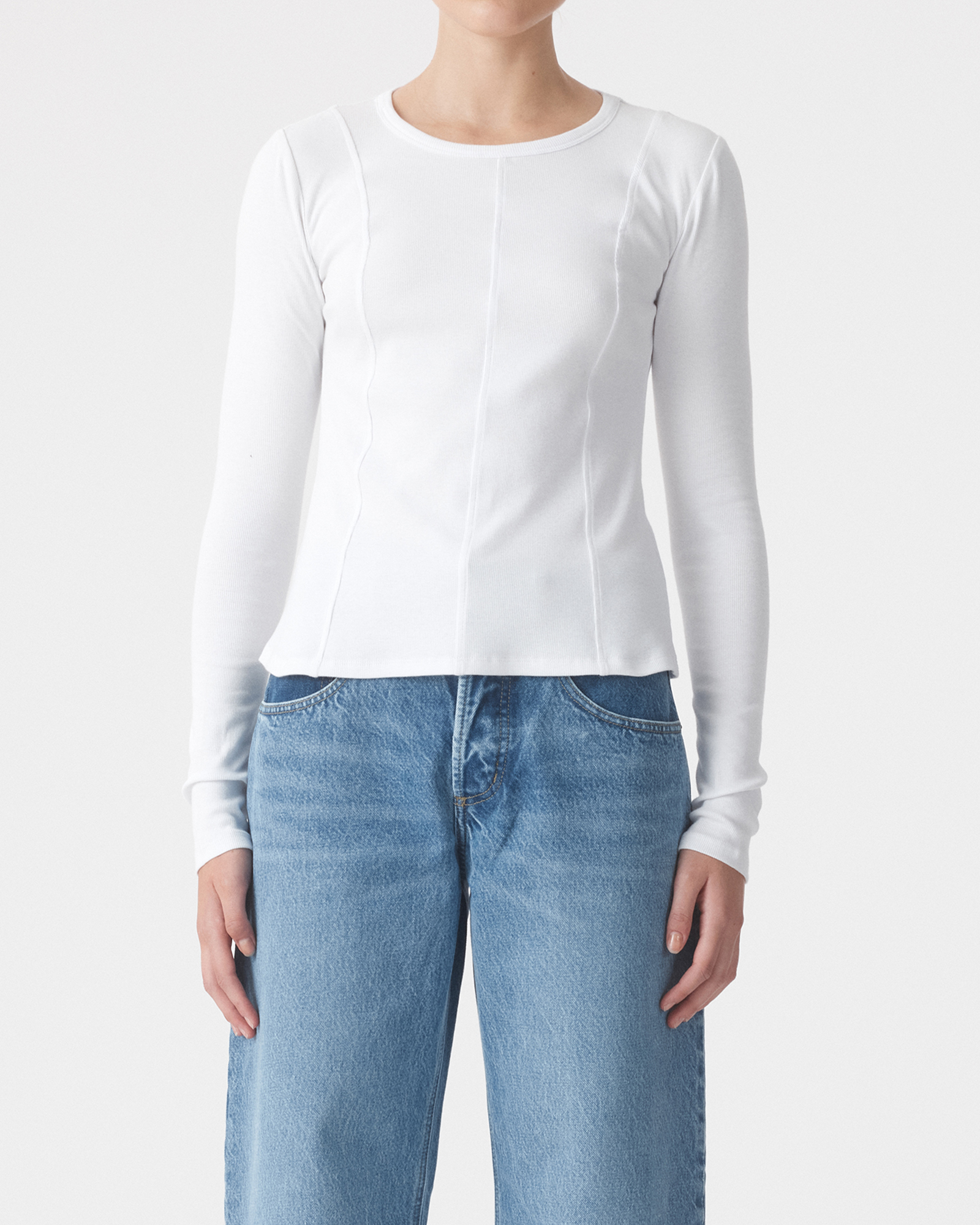 Panelled LS Rib Top