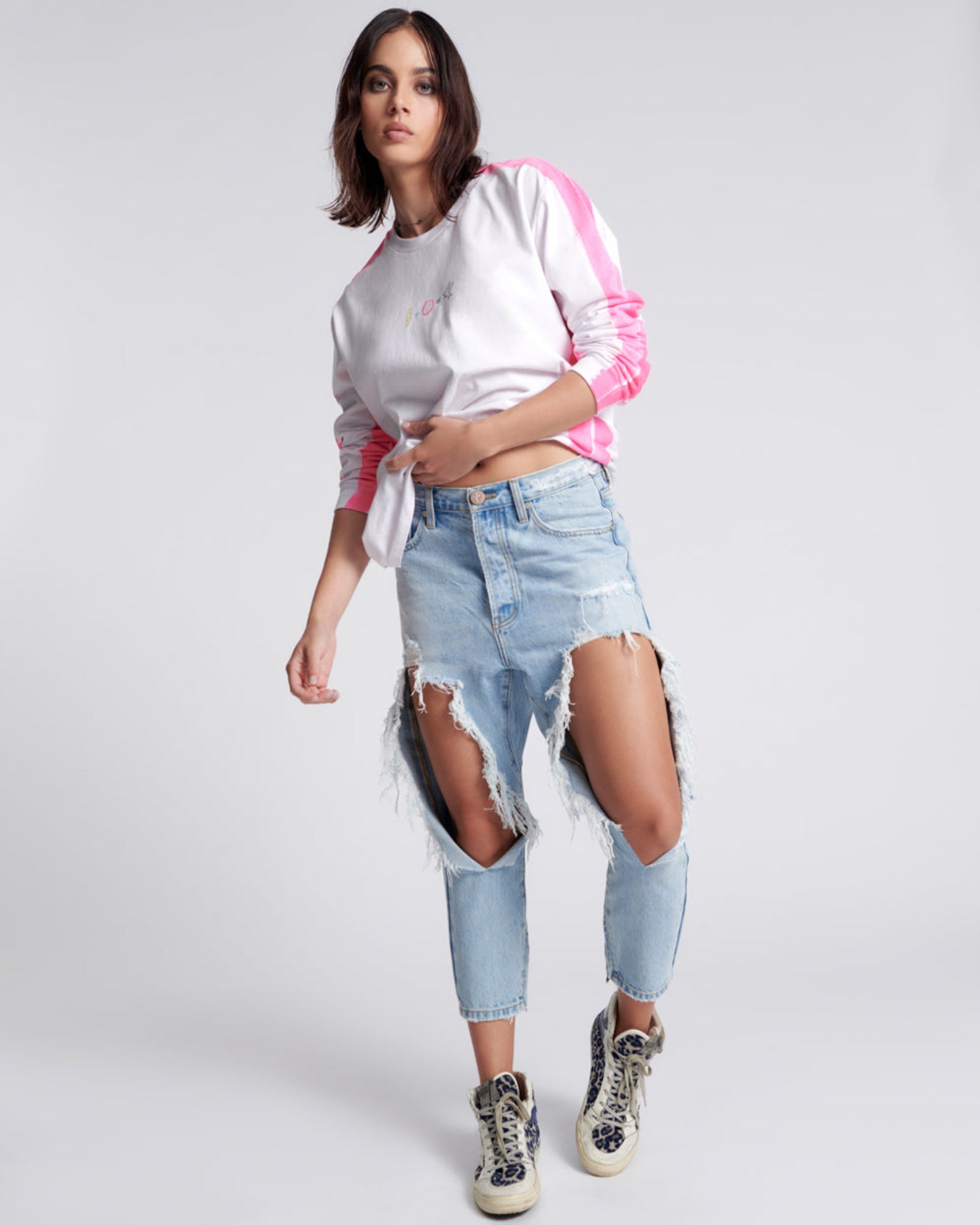 Bay Blue Kingpins Cropped Boyfriend Jeans