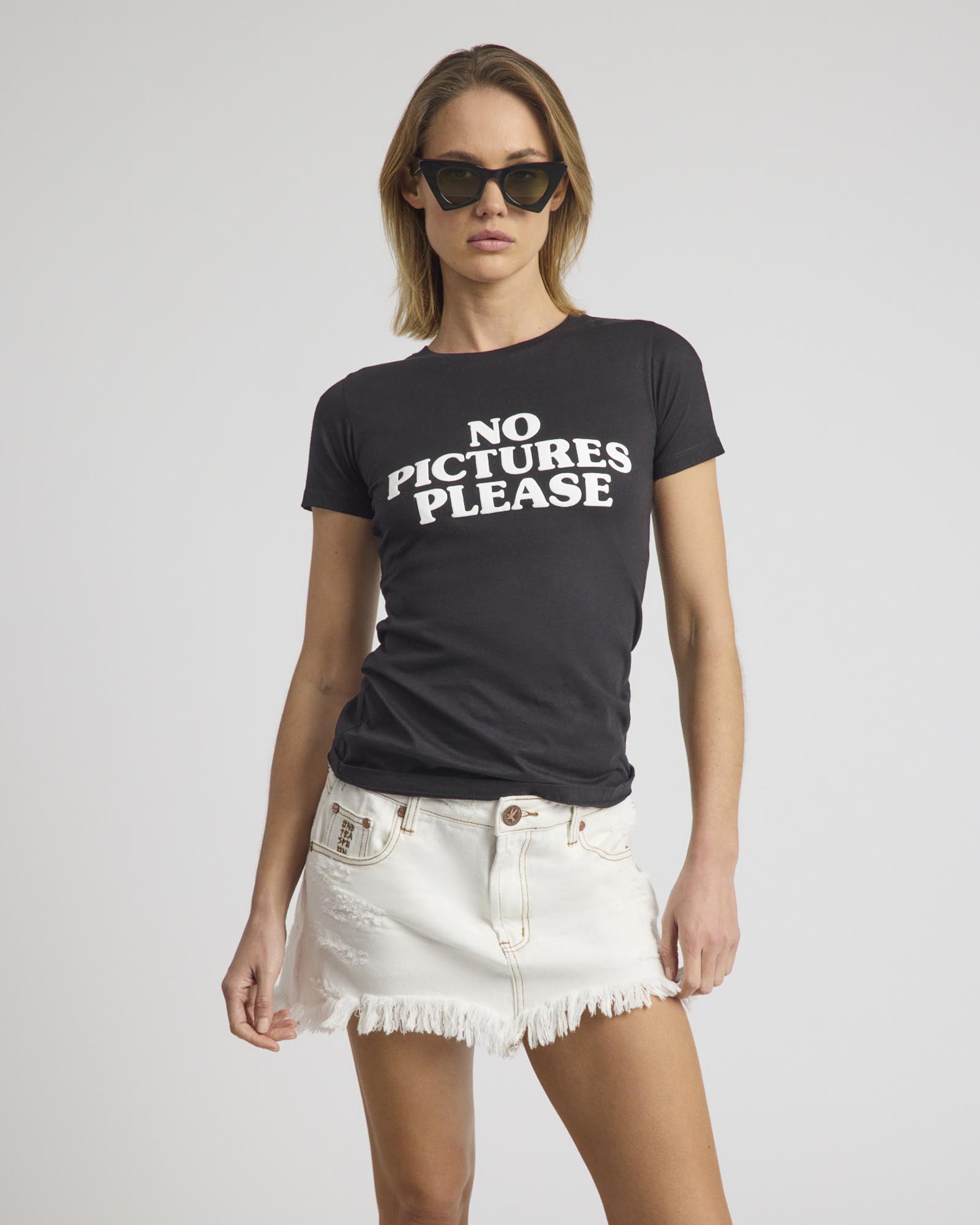 No Pictures Please Fitted Tee