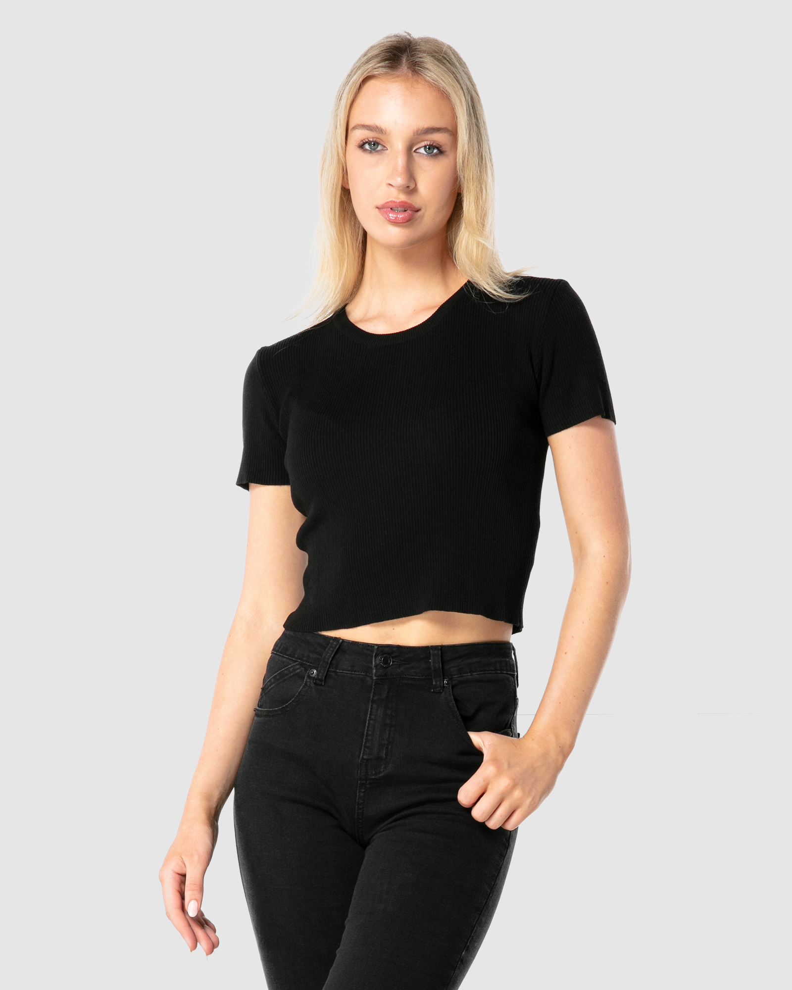 Premium Ribbed Crop Tee