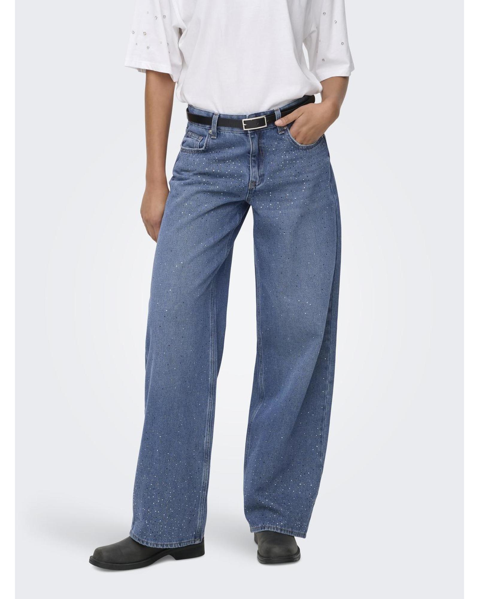 Cath Wide Rhinestone Denim Jeans