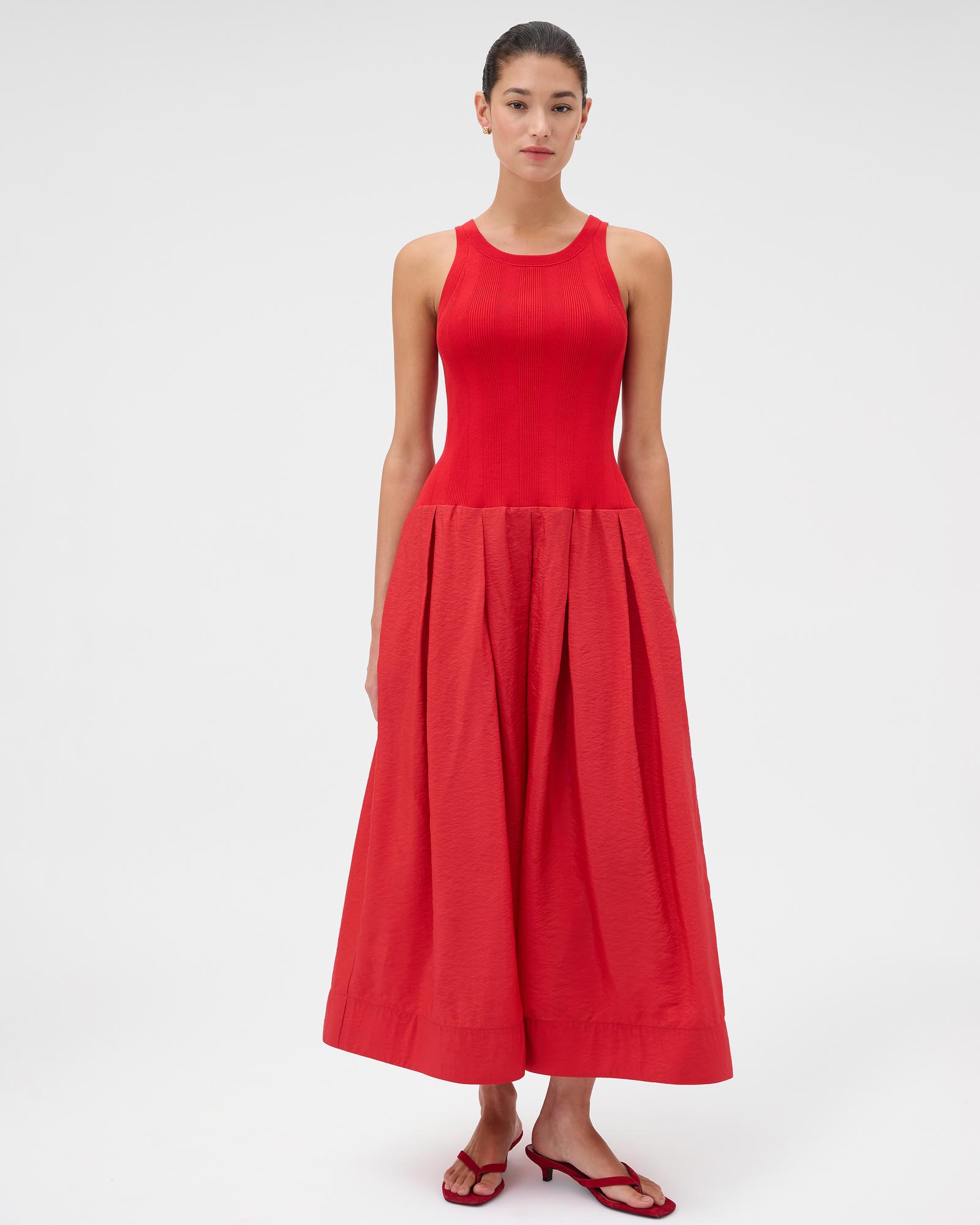Knit Bodice Midi Dress