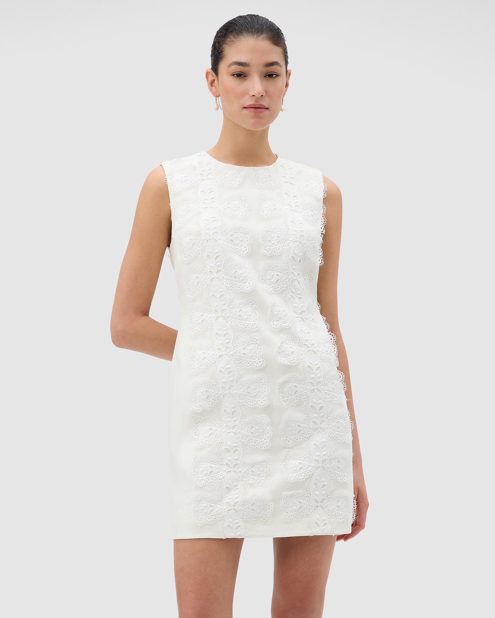 Broderie Trim Shift Dress