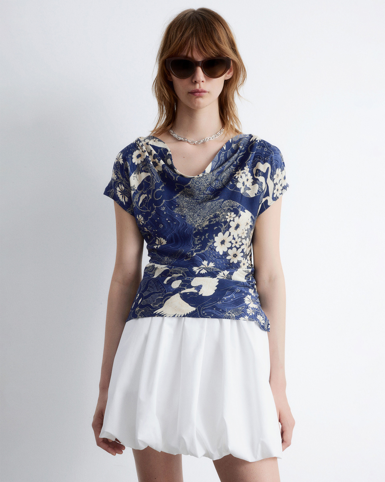 Draped Cowl-Neck Top