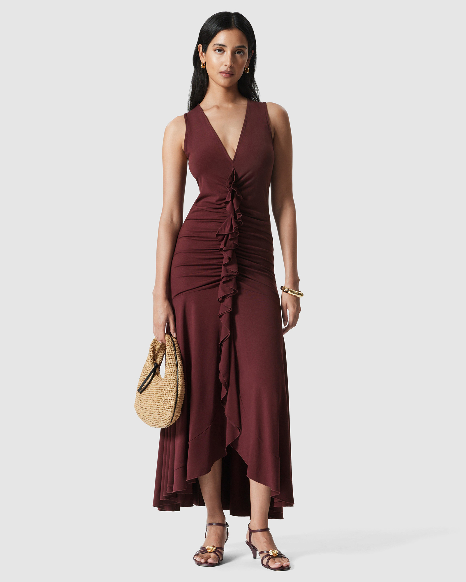 V-Neck Ruffle Maxi Dress