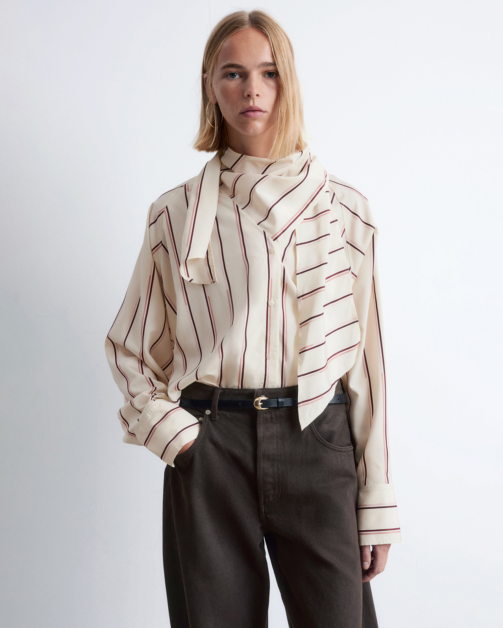 Scarf-Detail Shirt