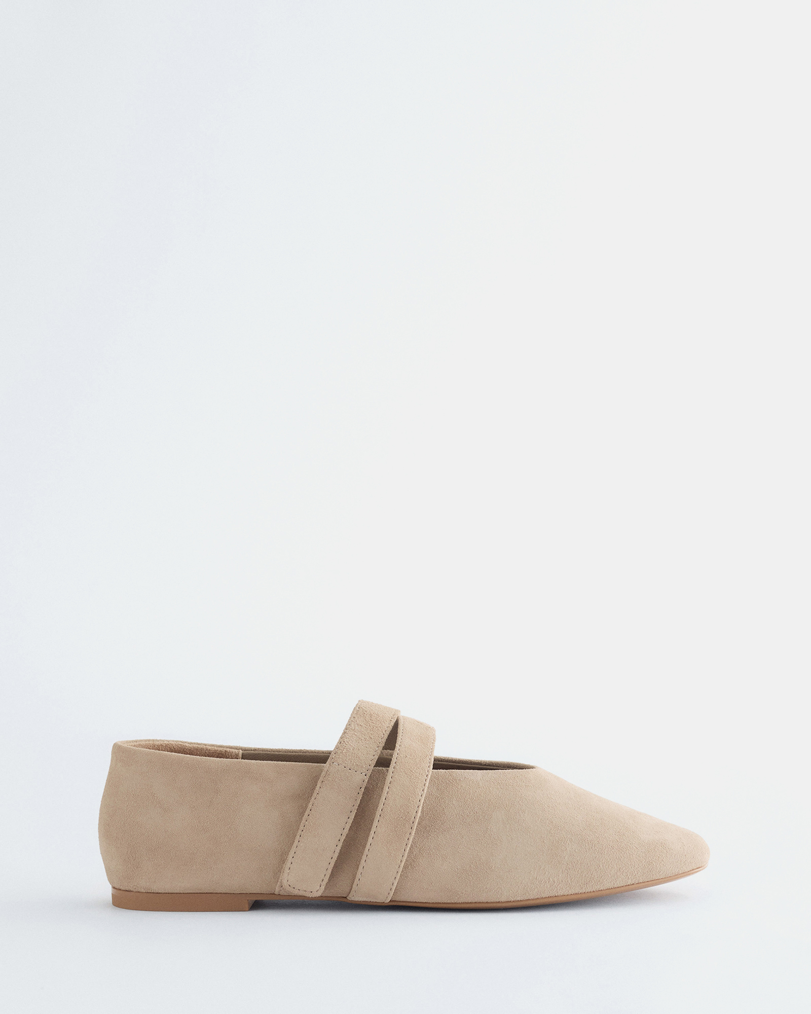 Cross-Strap Leather Ballet Flats