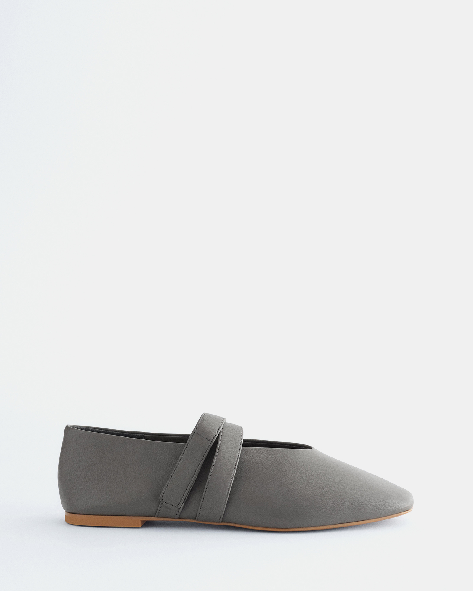 Cross-Strap Leather Ballet Flats