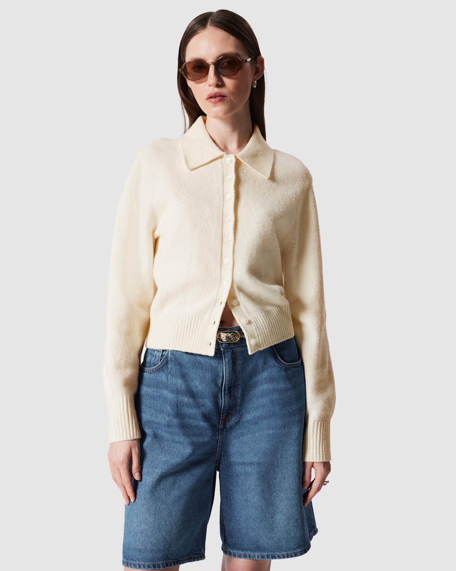 Knitted Collar Cardigan