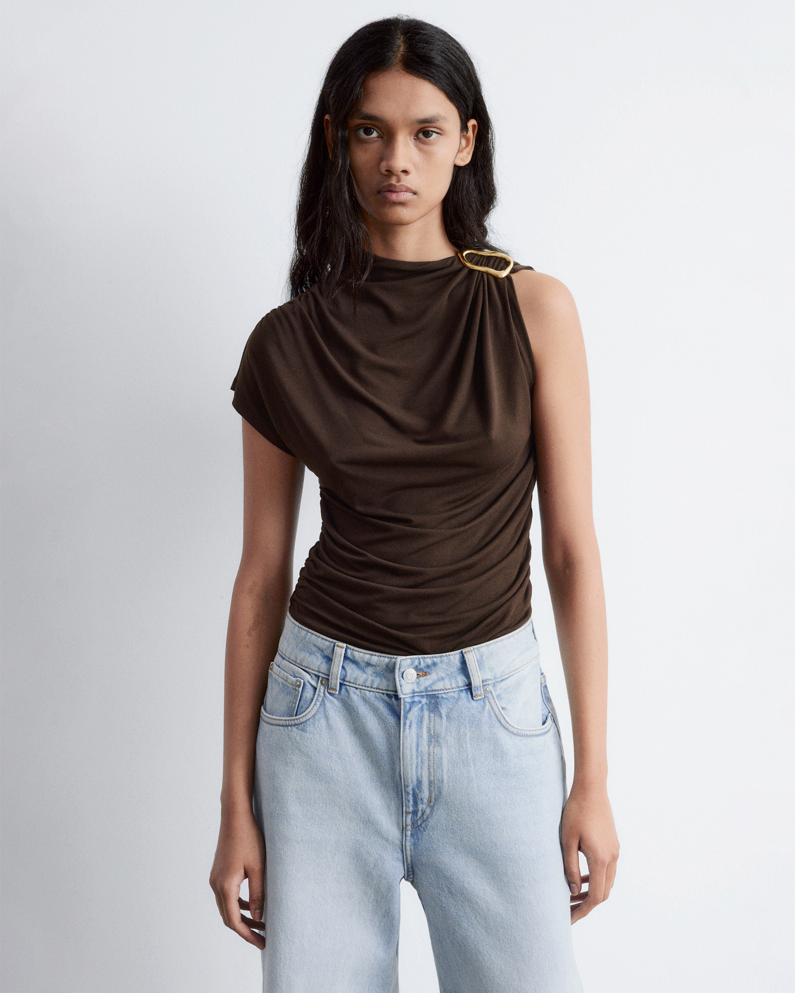 Ruche Gold-Buckle Top