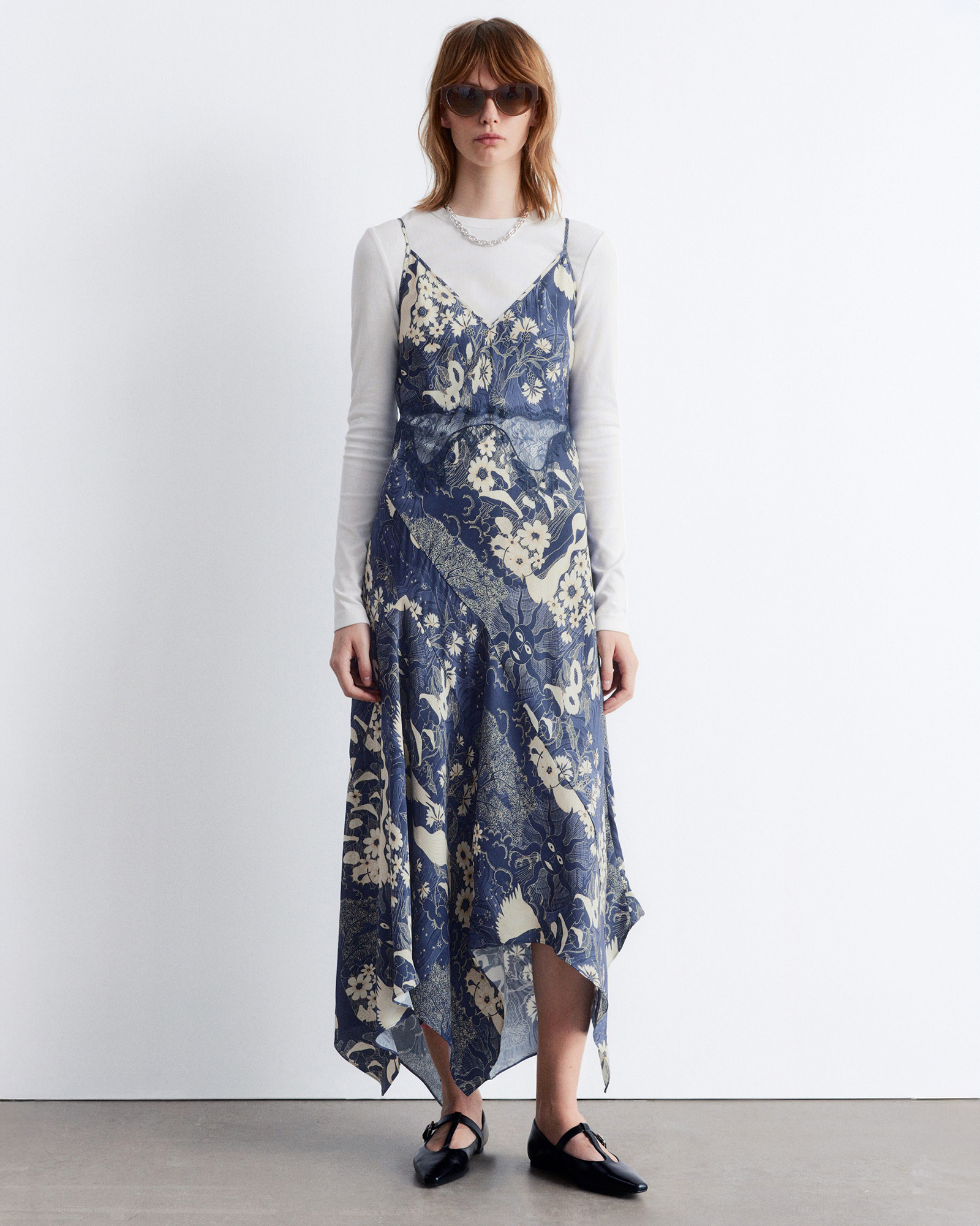 Asymmetrical Satin Slip Midi Dress
