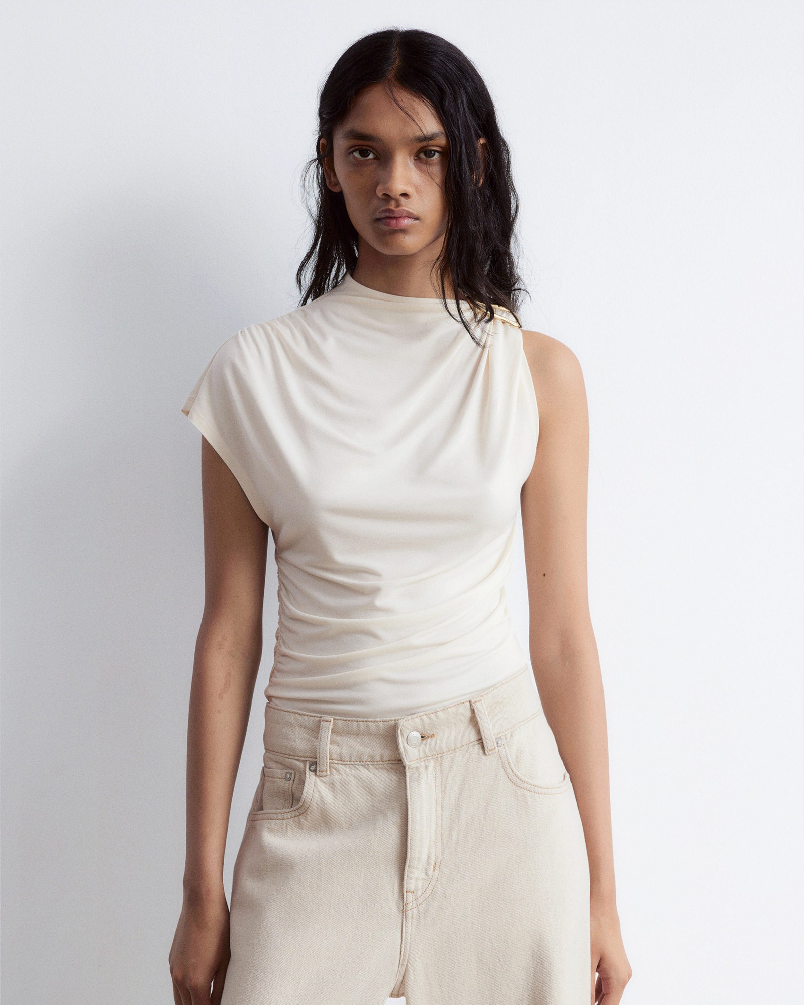 Ruche Gold-Buckle Top
