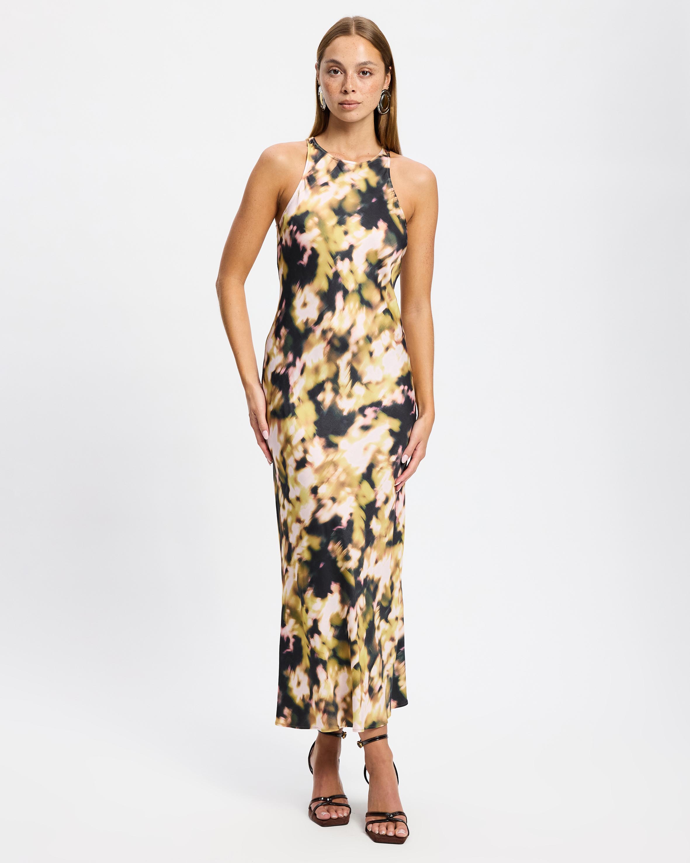 Sleeveless Satin Midi Dress