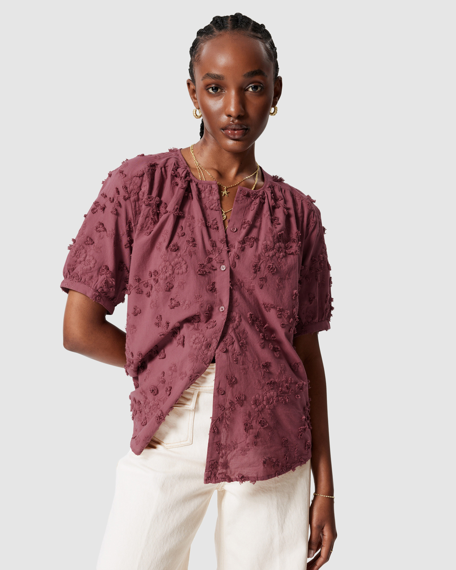 Oversized Puff-Sleeve Blouse