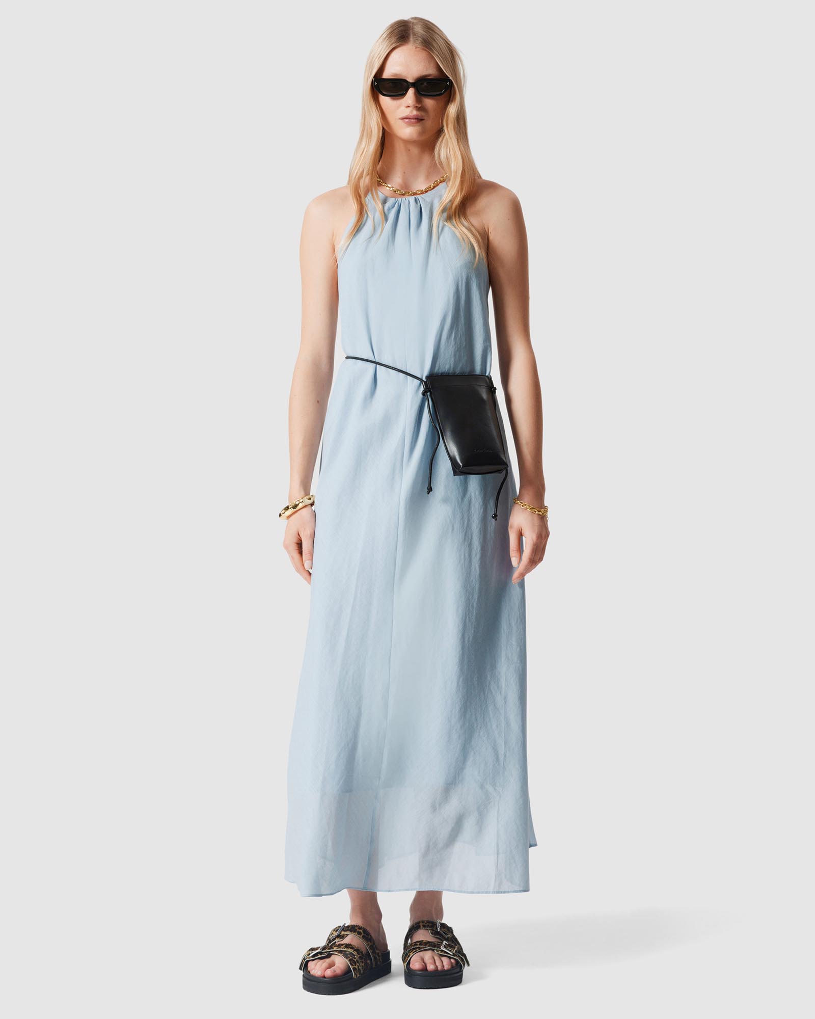 Sleeveless Halterneck Midi Dress