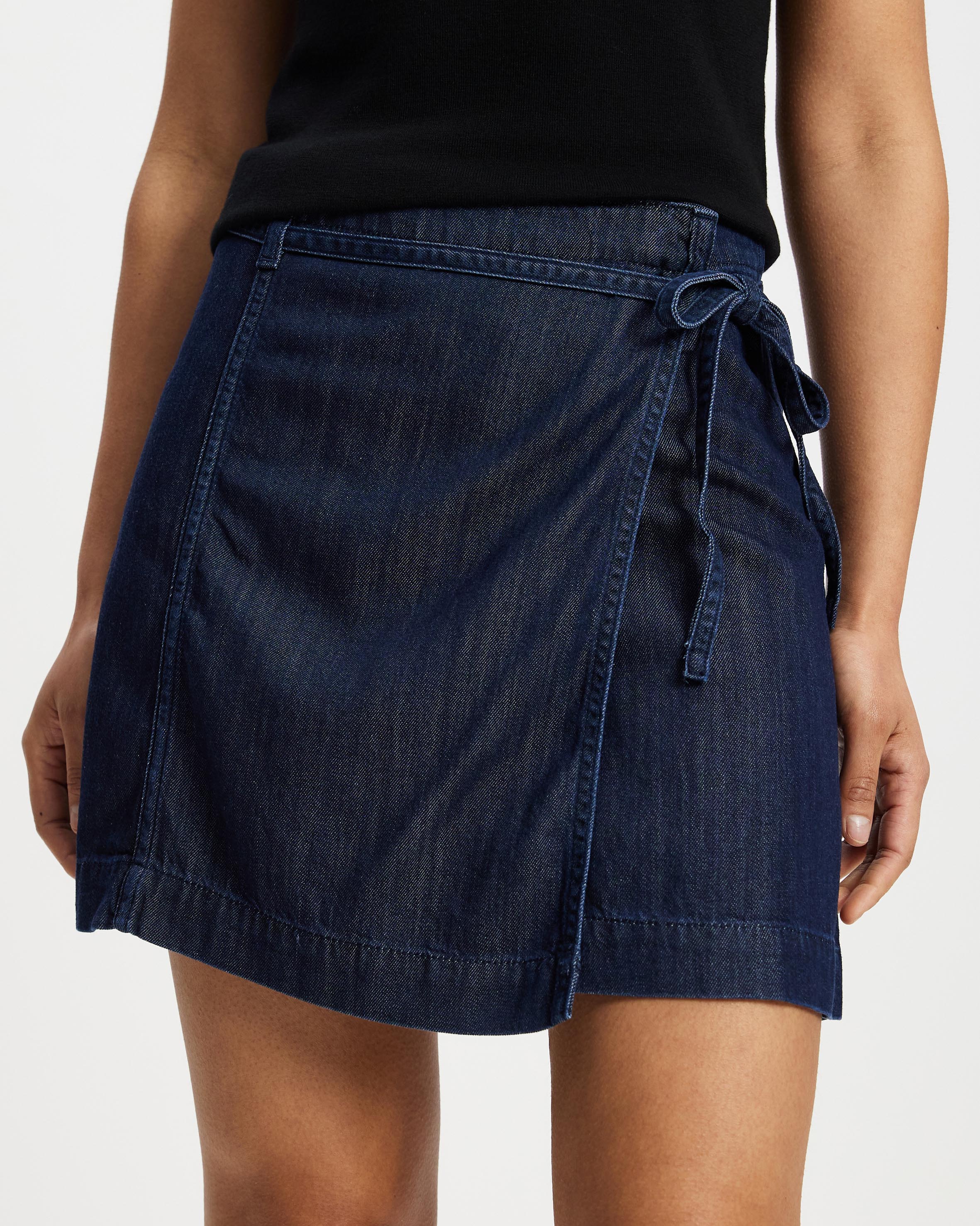 Tie-Detail Denim Mini Skirt