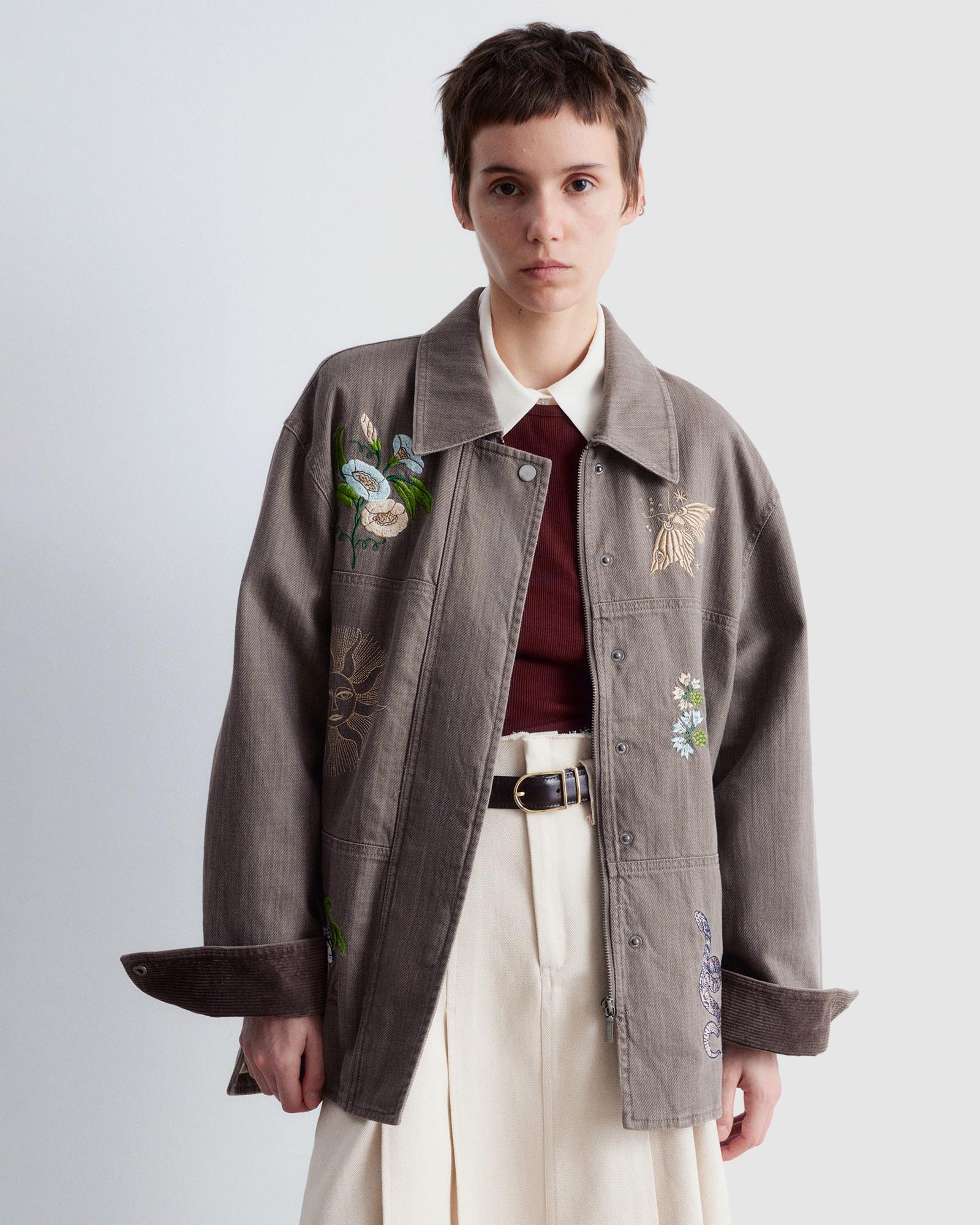 Embroidered Shirt Jacket