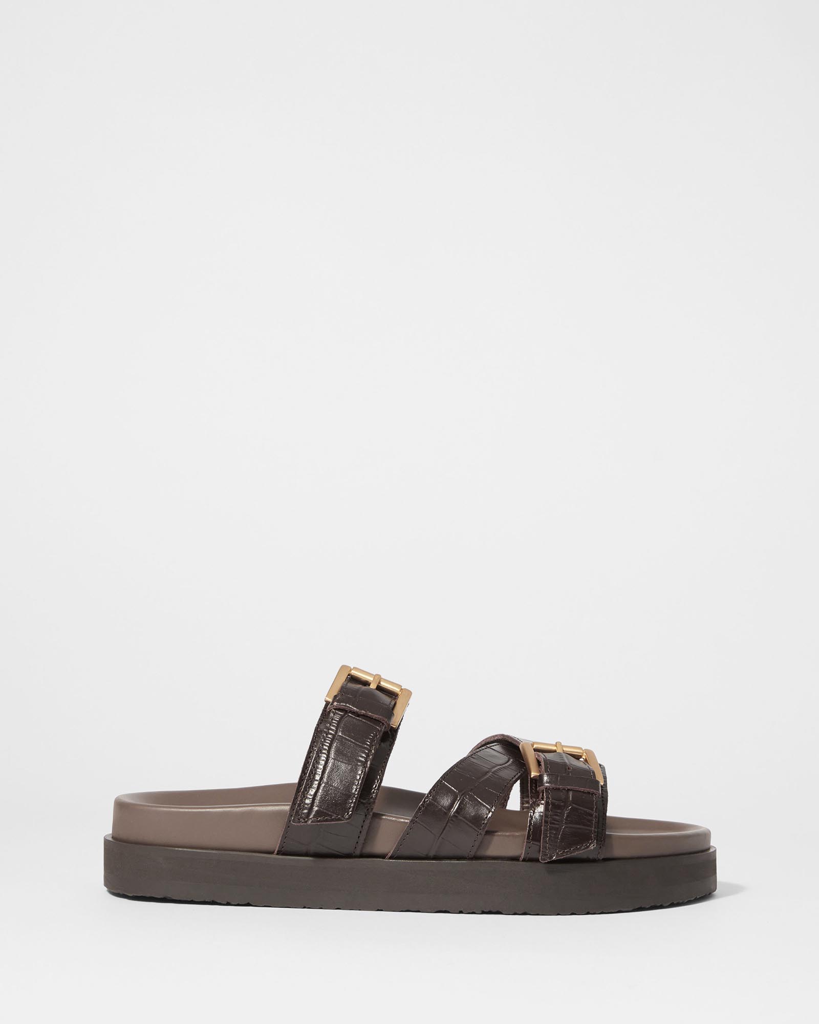 Cross-Strap Leather Sandals