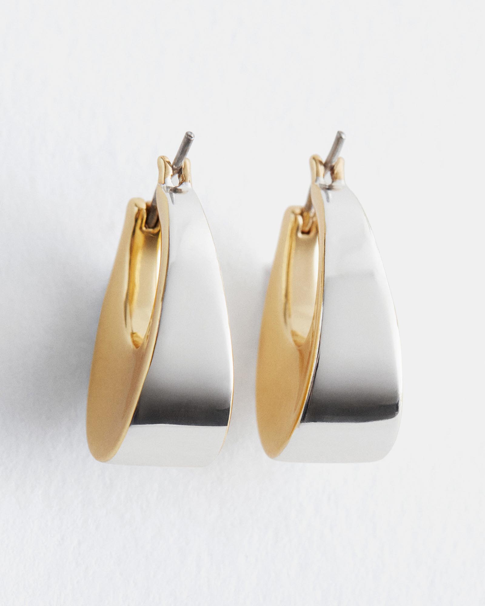 Two-Toned Bell Hoop Earrings