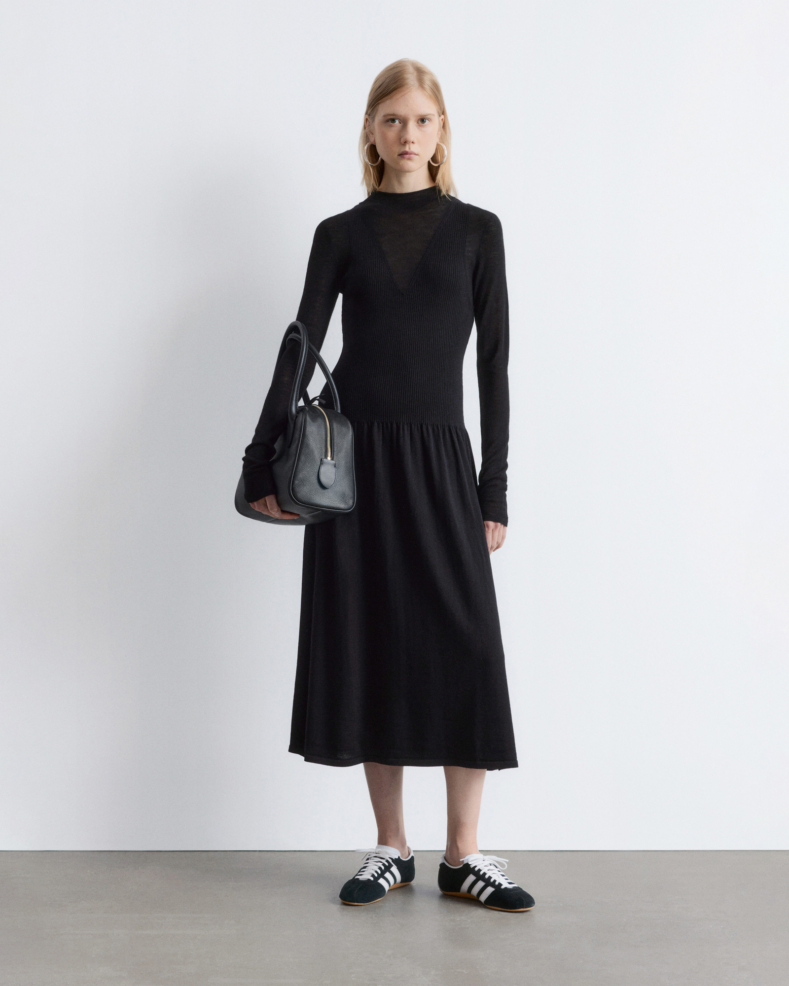 Knitted Mock-Neck Midi Dress