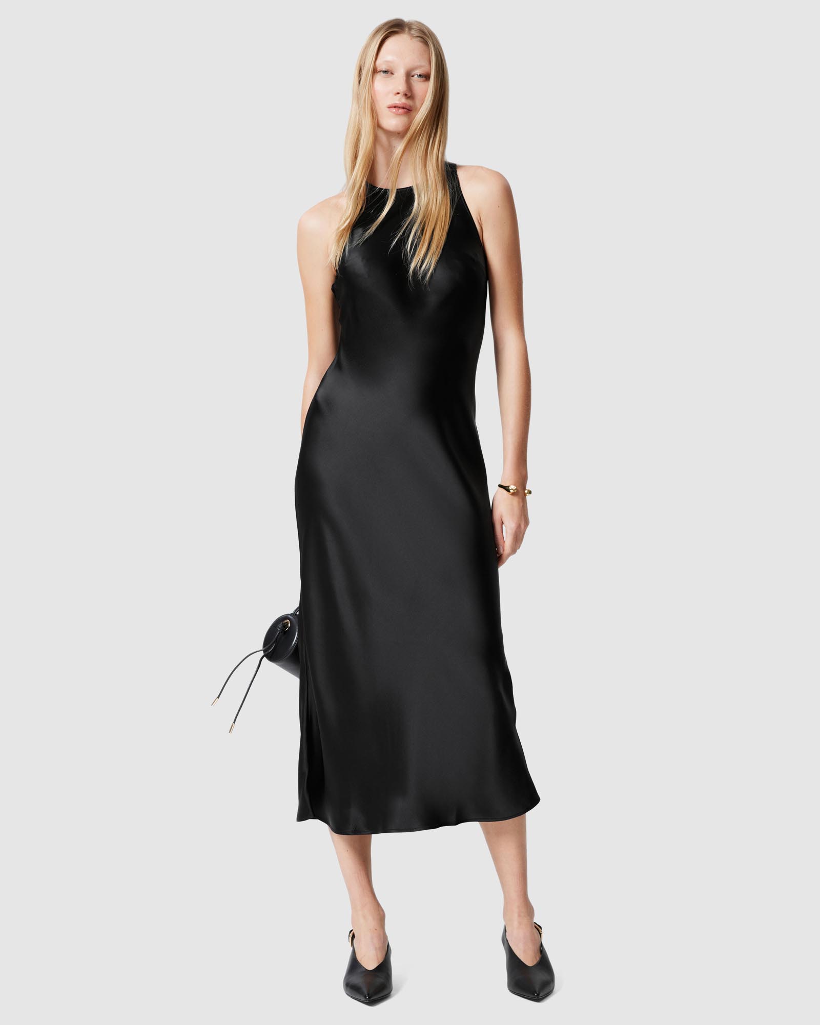 Sleeveless Satin Midi Dress