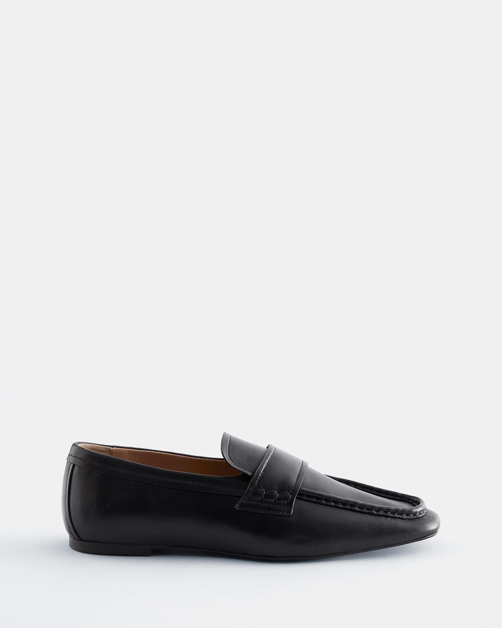 Square-Toe Leather Loafers