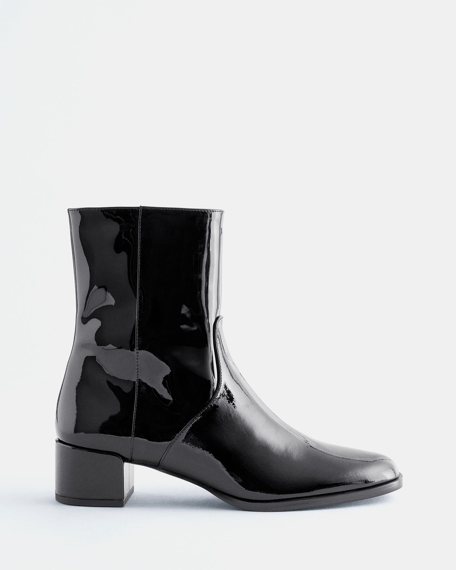 Heeled Glossed-Leather Ankle Boots