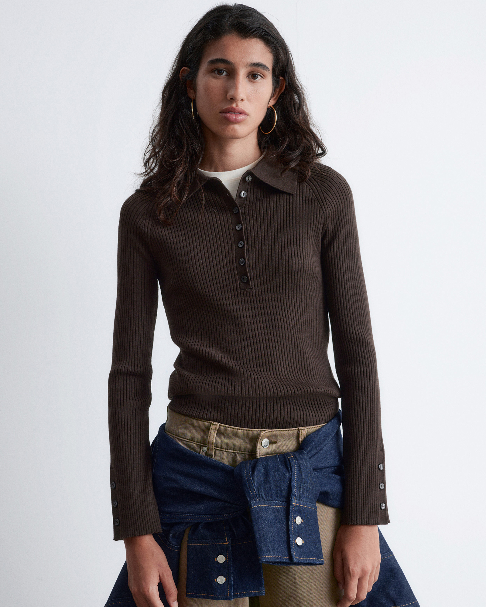 Rib-Knit Polo Shirt