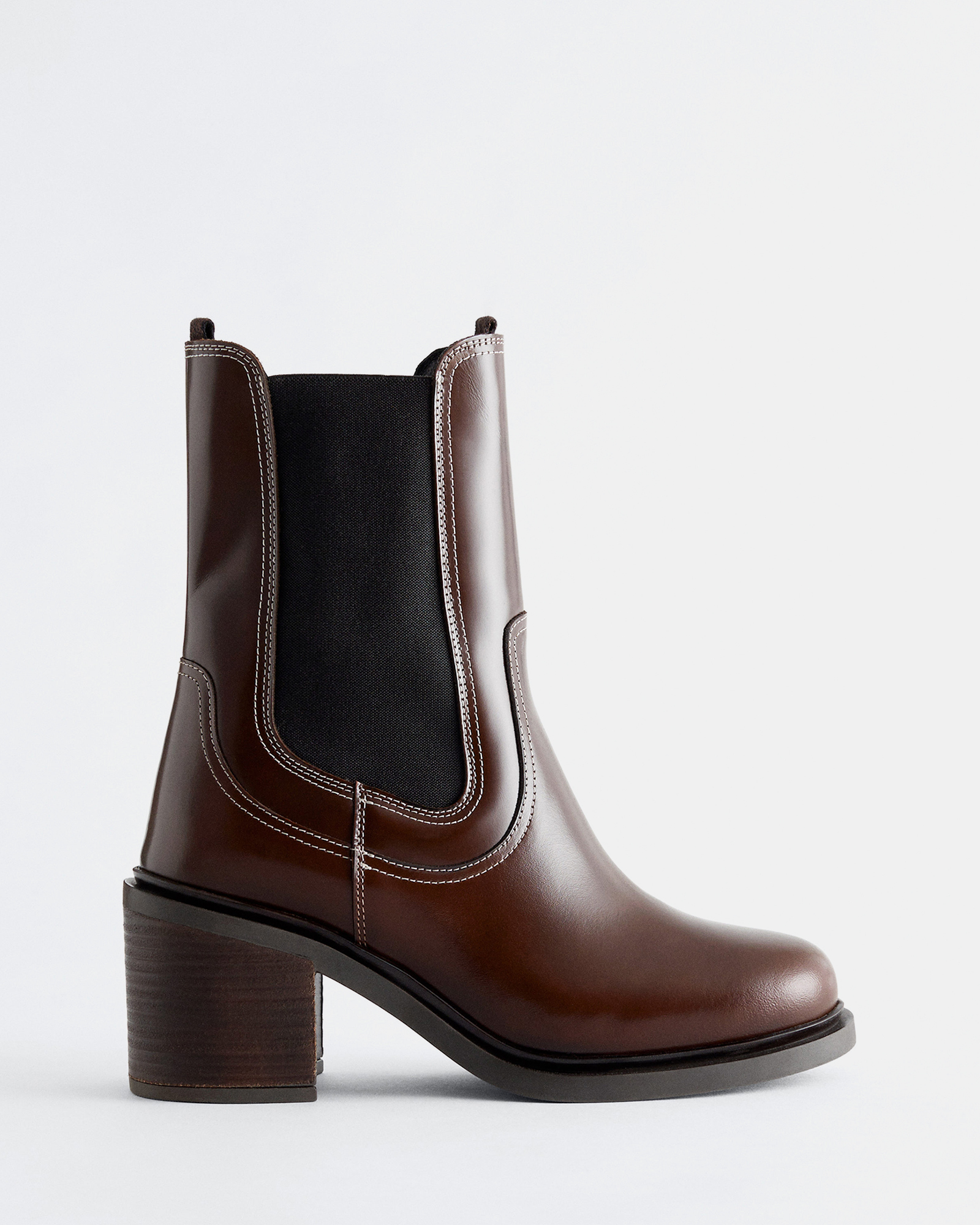 Heeled Leather Chelsea Boots