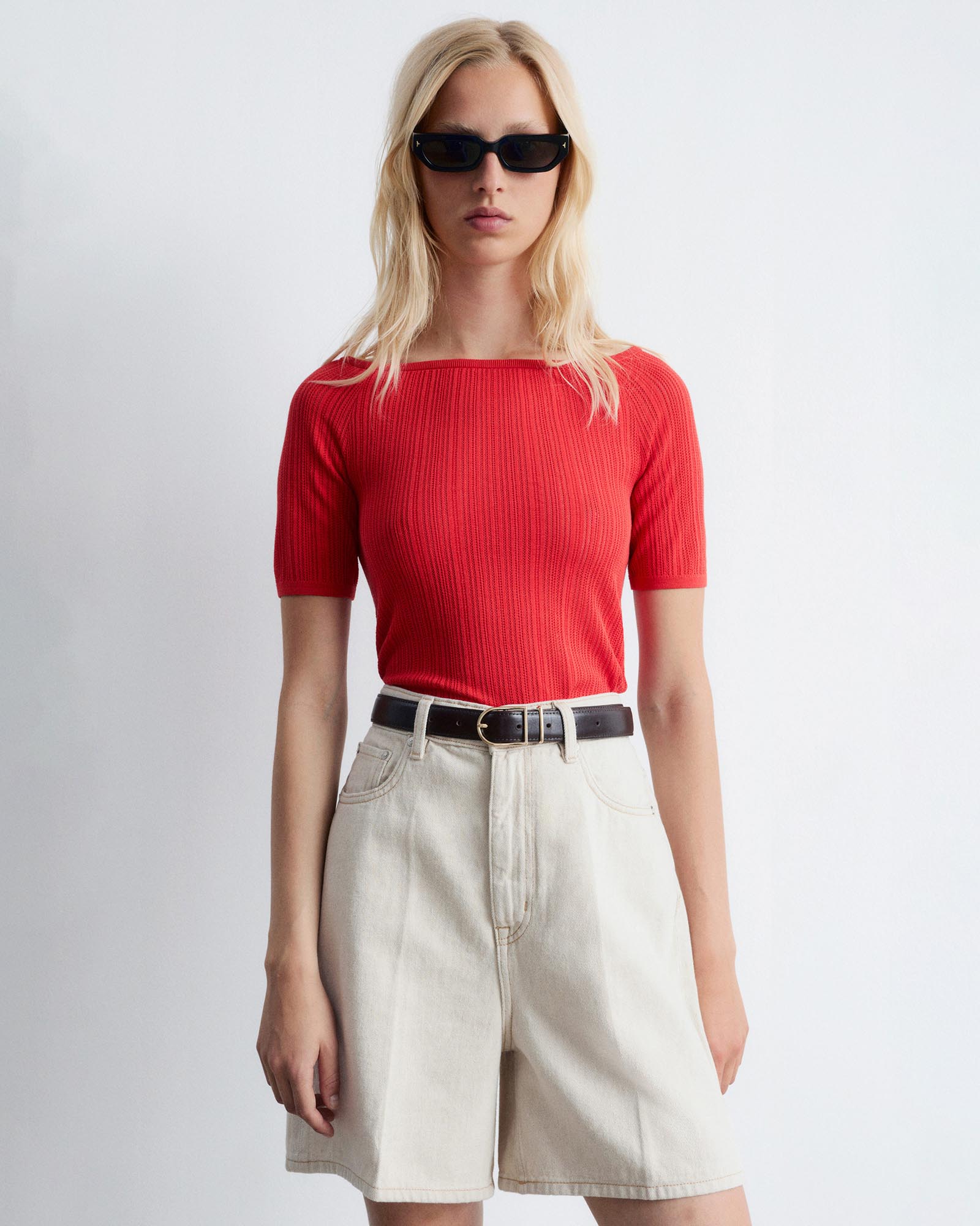 Rib-Knit Off-Shoulder Top