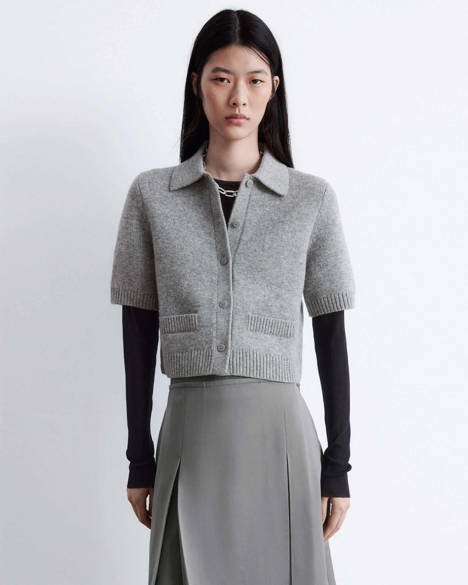 Knitted Short-Sleeve Cardigan