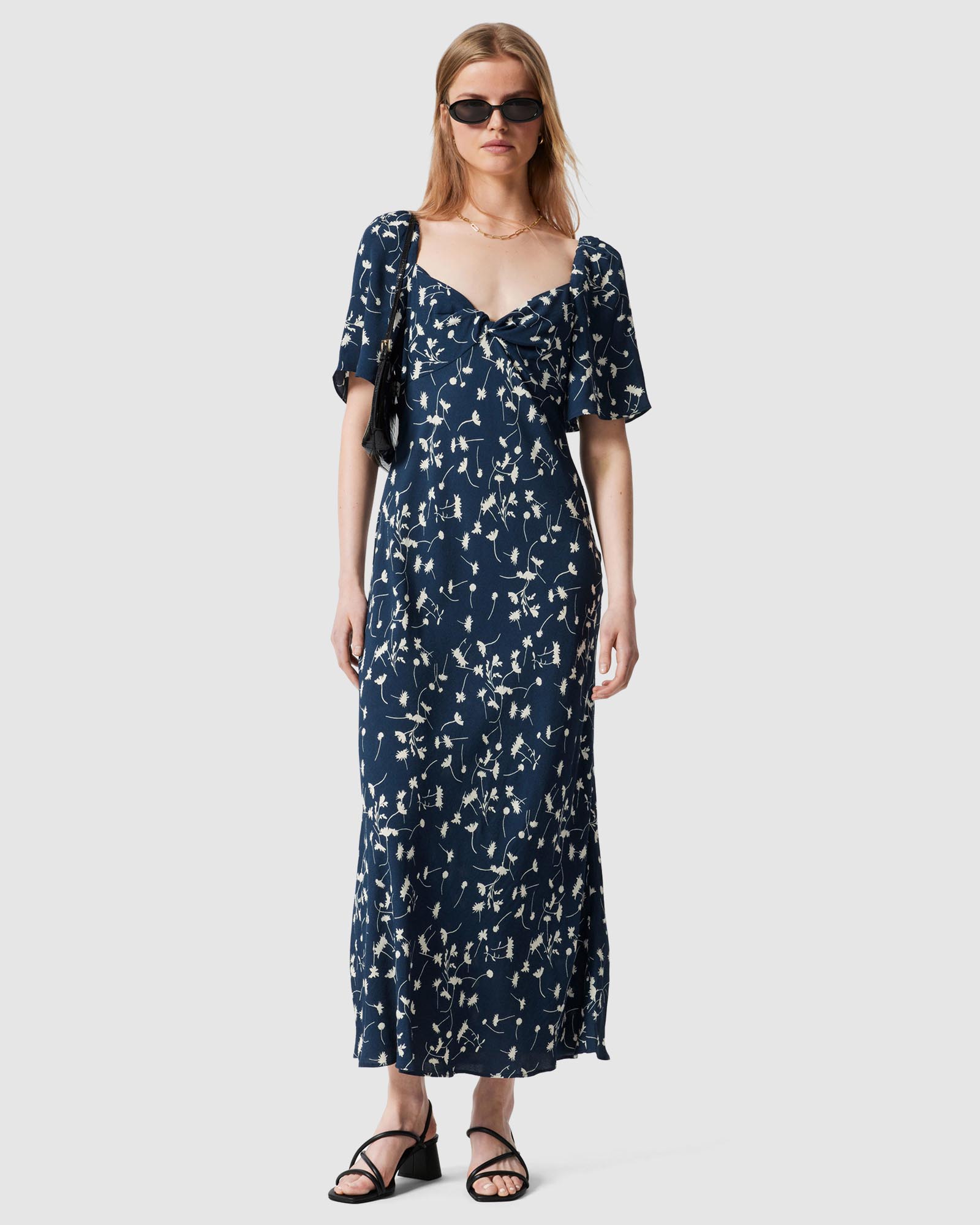 Flutter-Sleeve Midi Dress