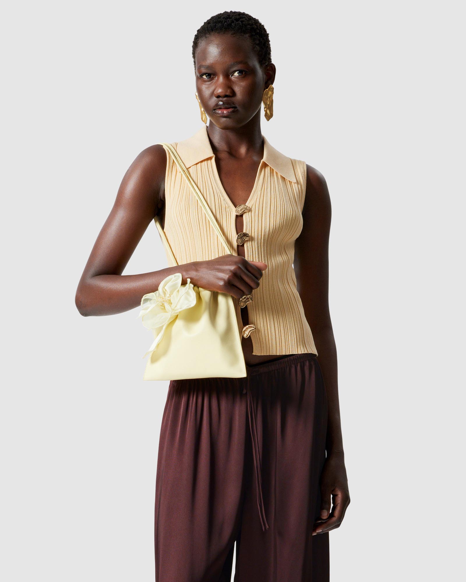 Rib-Knit Collar Tank Top