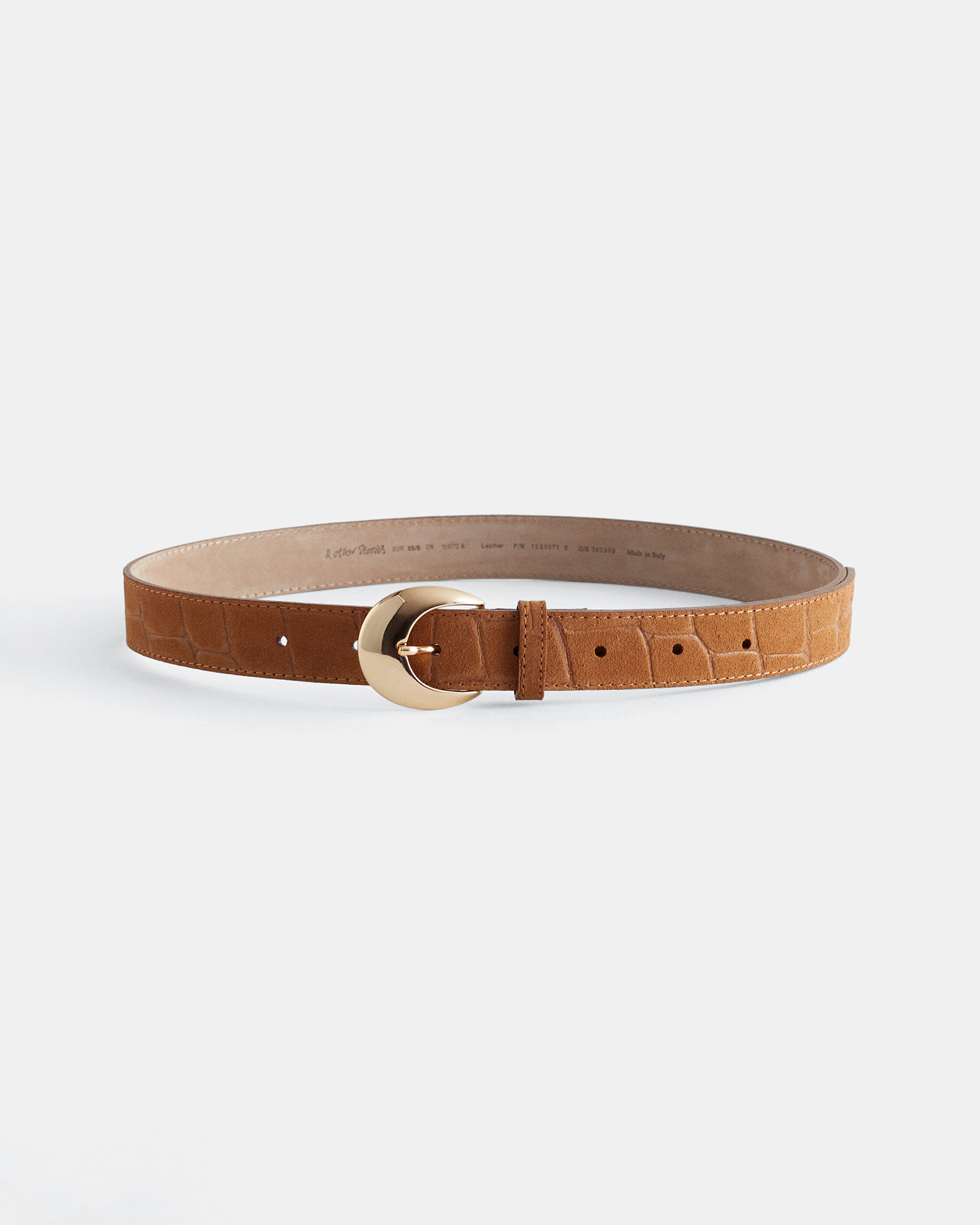 Crescent-Buckle Leather Belt