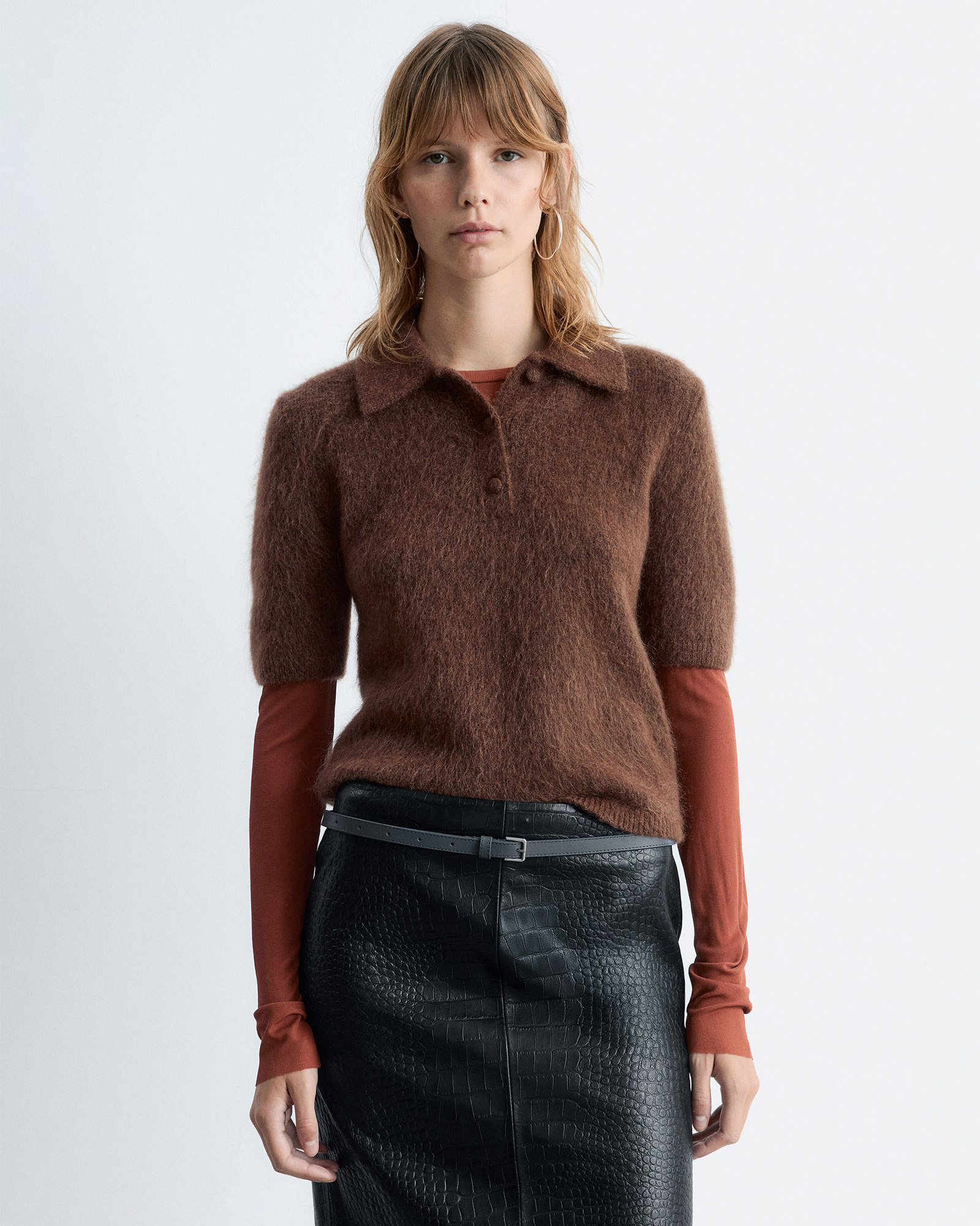 Brushed Knit Polo T-Shirt