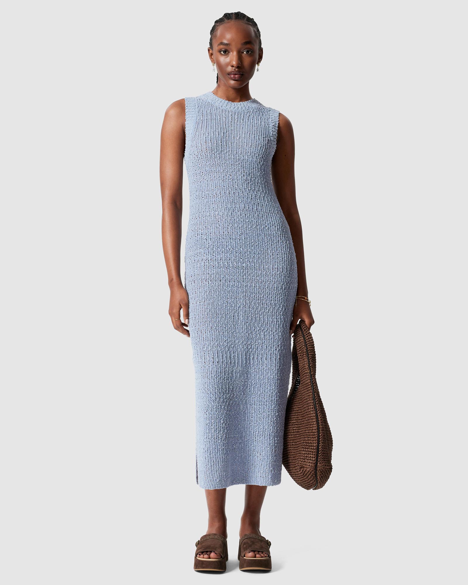 Sleeveless Silk-Blend Midi Dress