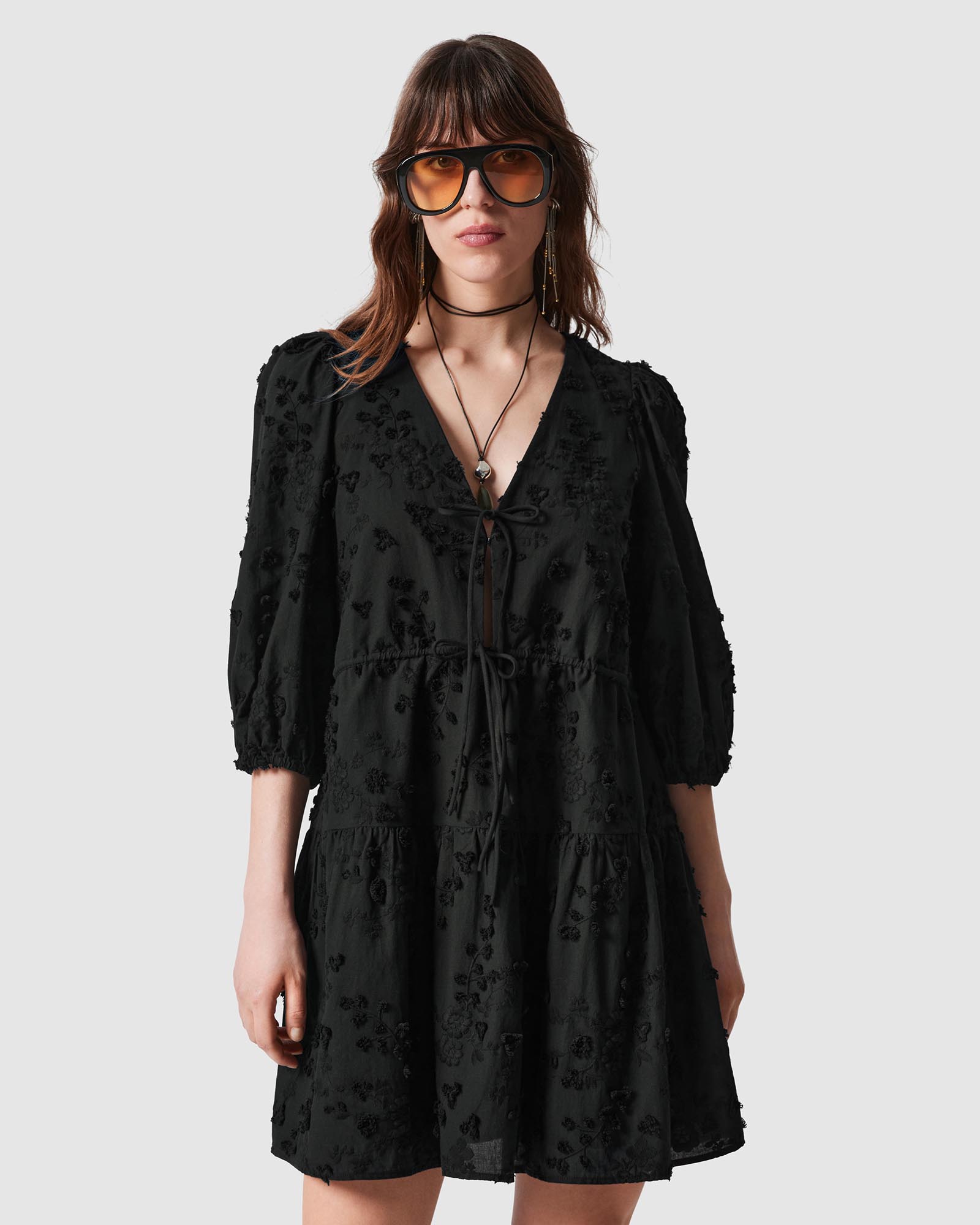 Embroidered Mini Dress