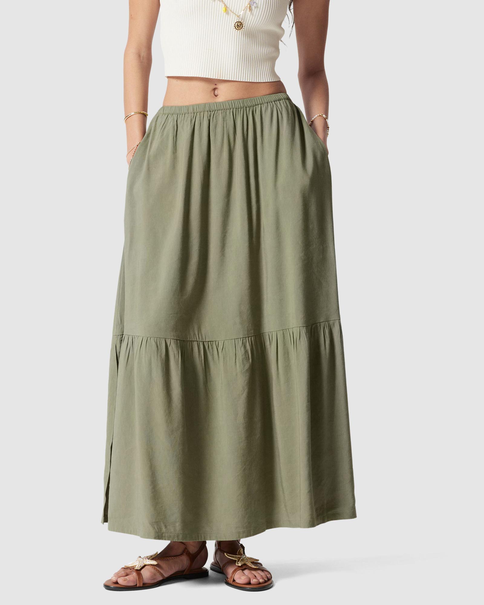 Tiered Midi Skirt