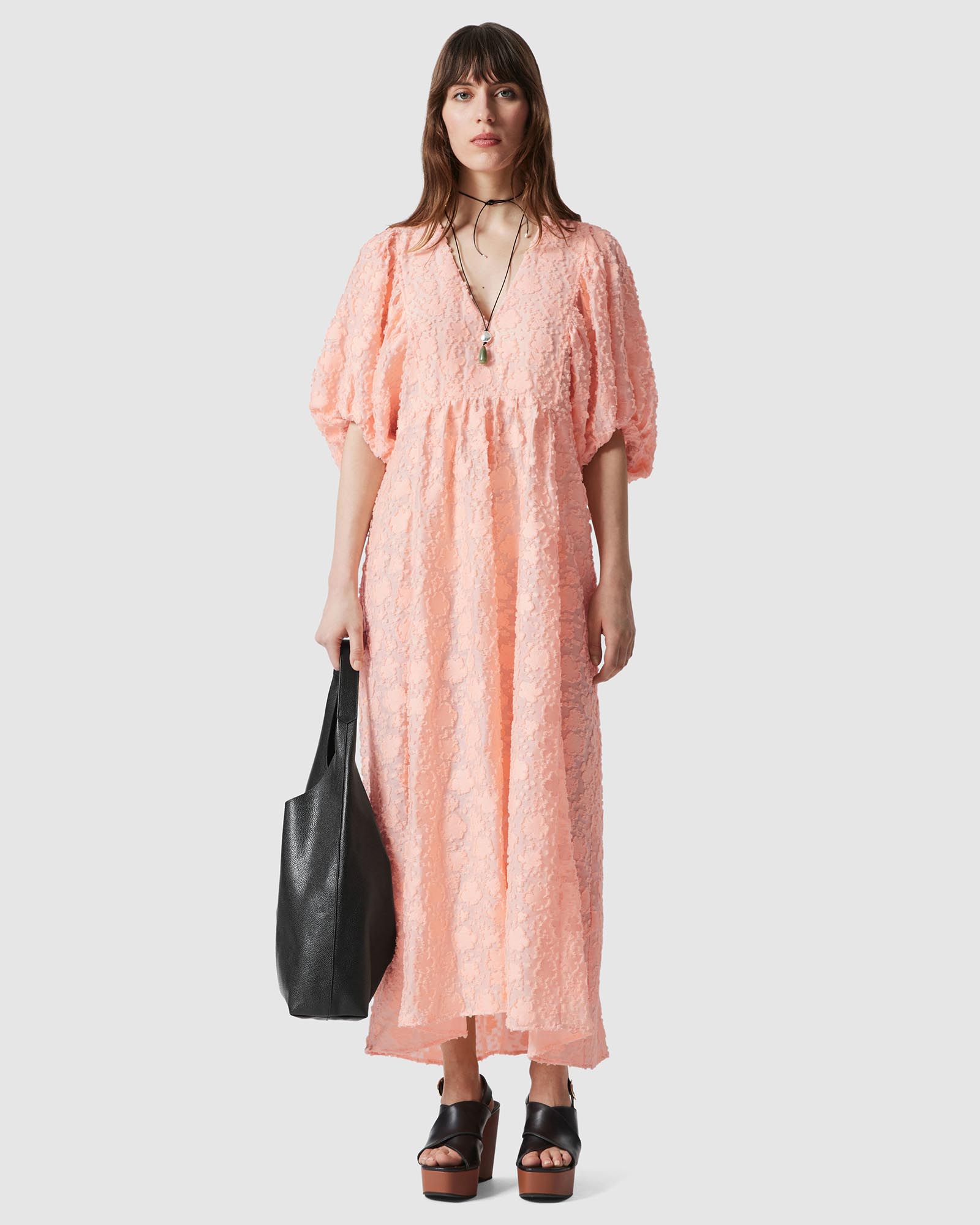 Puff-Sleeve Maxi Dress