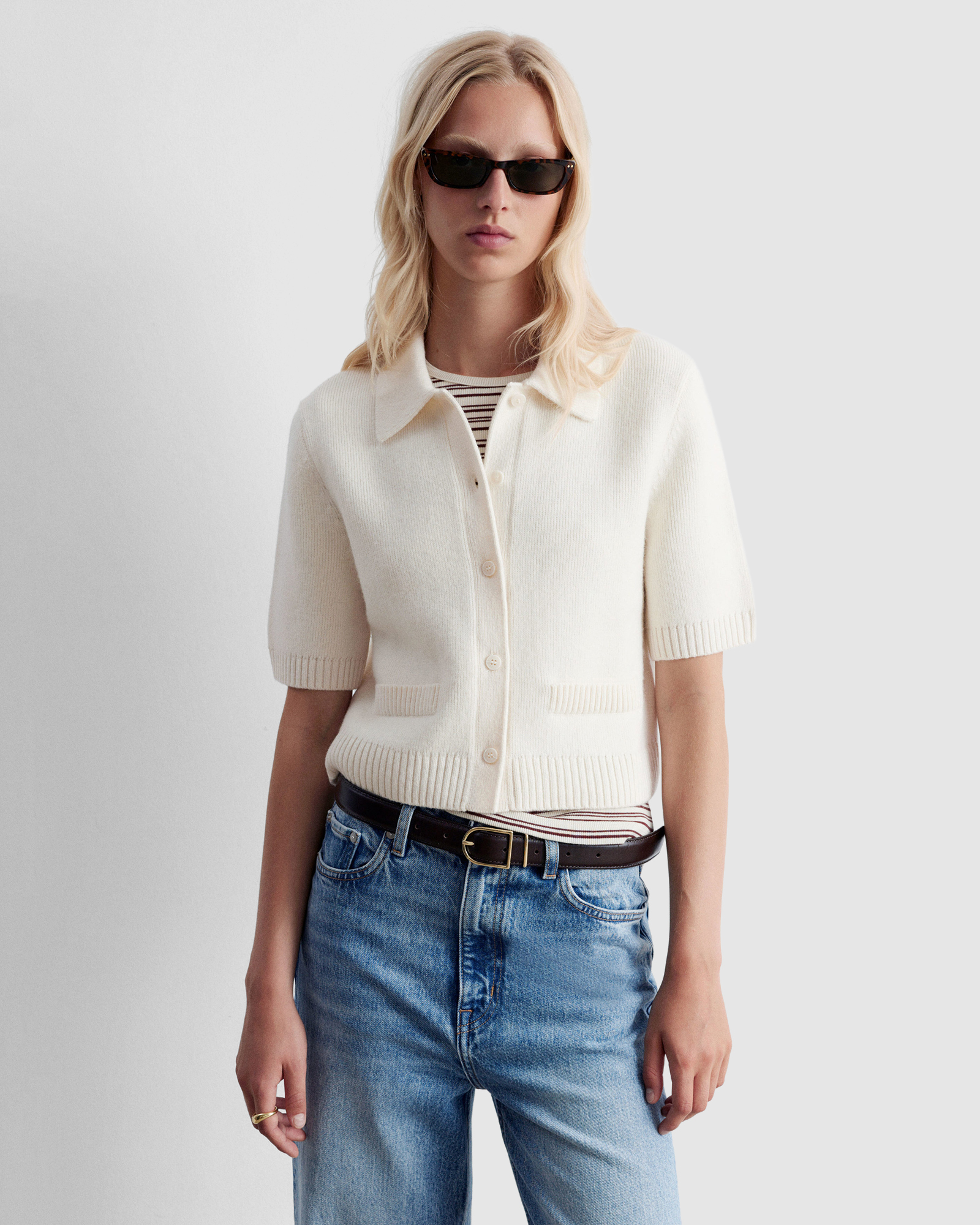 Knitted Short-Sleeve Cardigan