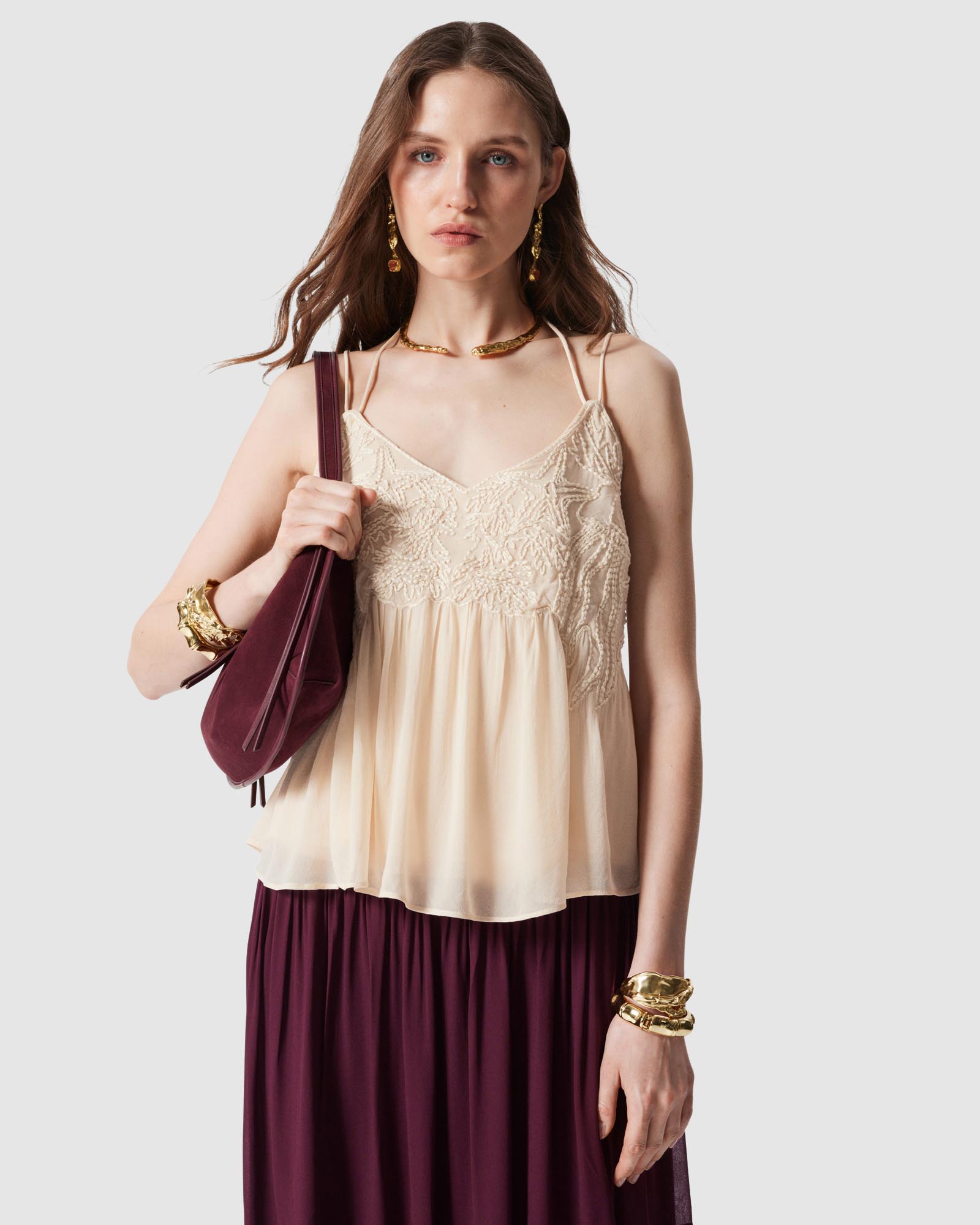 Embroidered Strappy Top