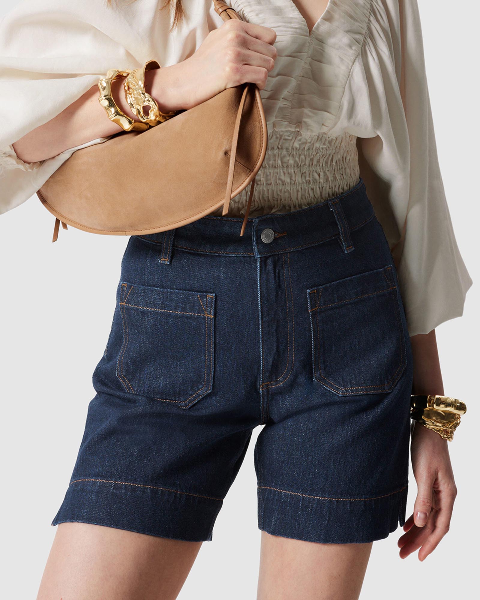 High-Waist Denim Shorts