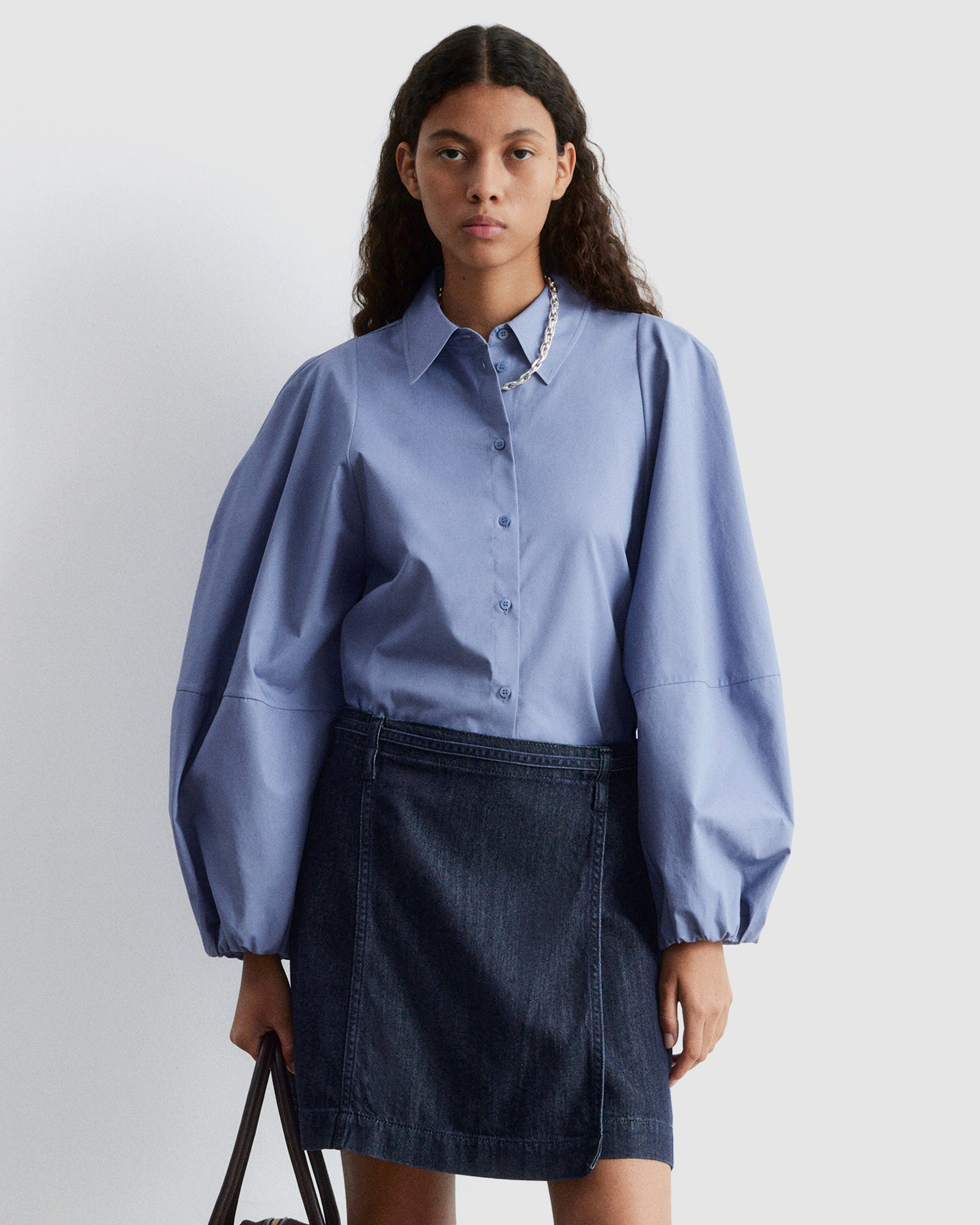 Voluminous Balloon-Sleeve Blouse